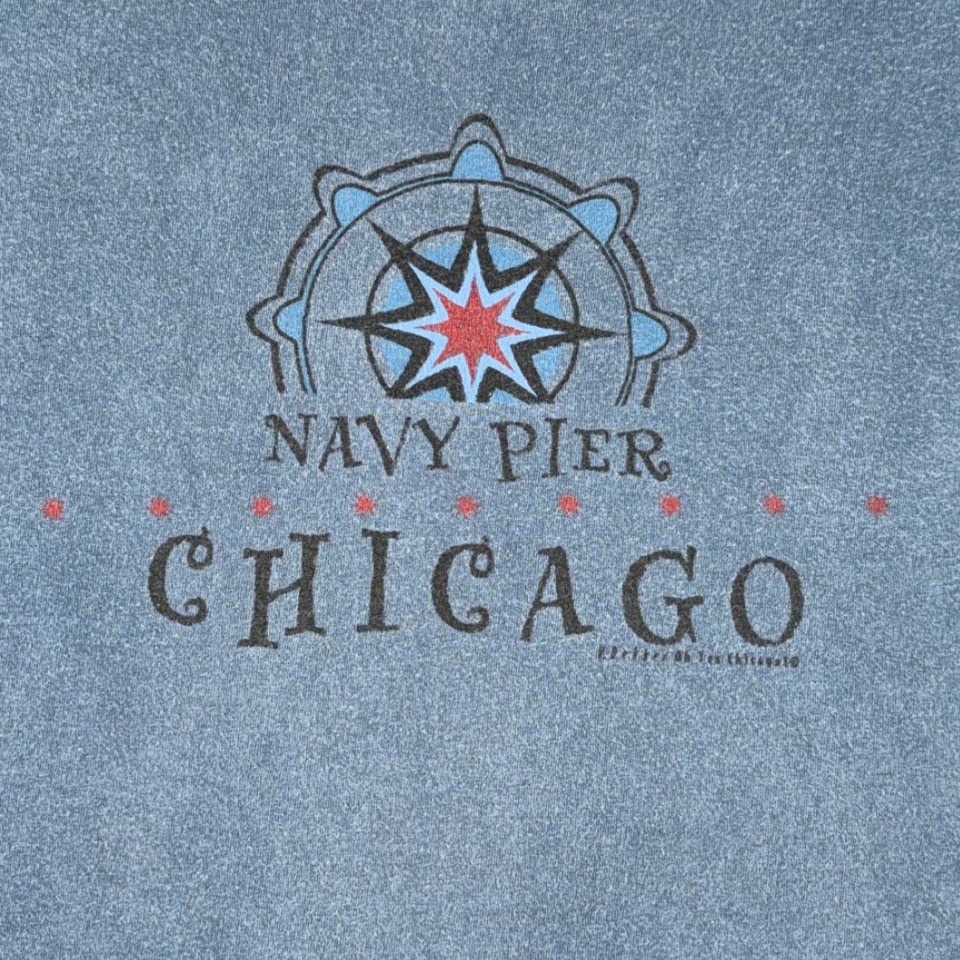 Anvil VINTAGE Chicago Shirt 2XL Navy Blue Adult T-Shirt 90s Anvil Authentic Pigment Dyed Navy Pier Chicago Mens Size US XXL / EU 58 / 5 - 2 Thumbnail