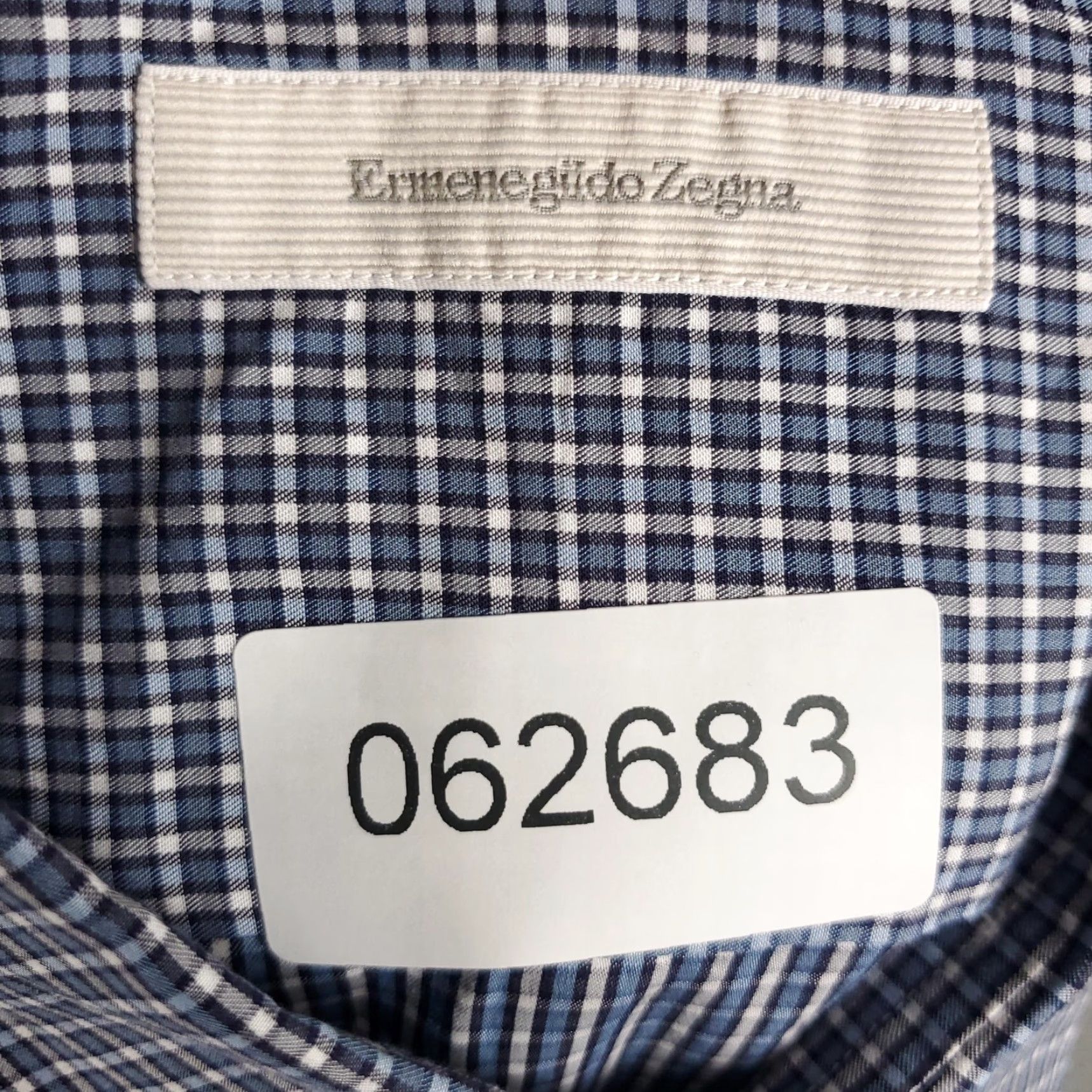 Ermenegildo Zegna Ermenegildo Zegna Button-Up Shirt Mens XL Blue White Check Cotton Long Sleeve Regular Fit Size US XL / EU 56 / 4 - 7 Thumbnail