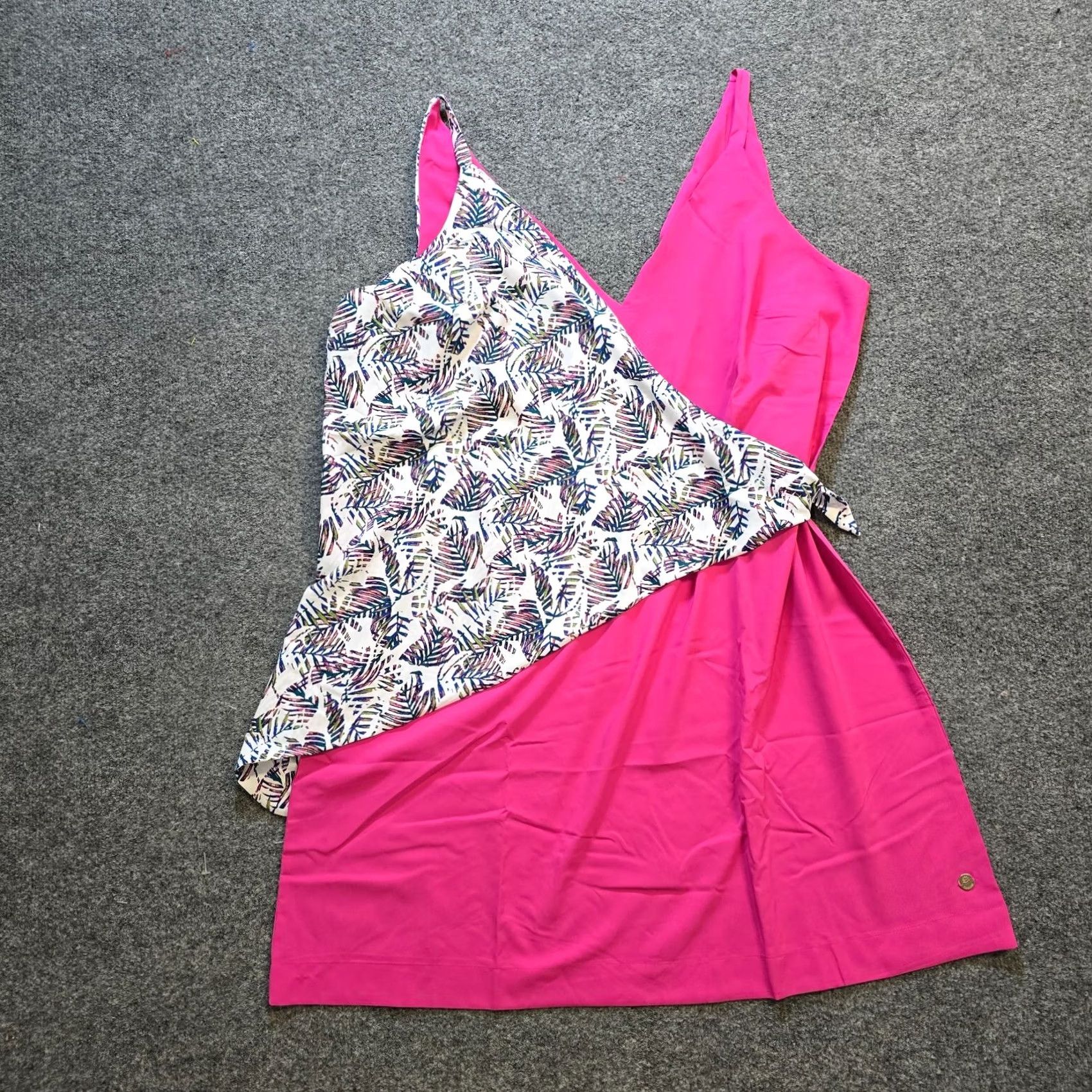 Pinko VINTAGE Coolibar Dress Women XL Pink Floral Tropical Vizcaya Wrap UPF Lightweight Knit Sundress Shift Womens Size XL / US 12-14 / IT 48-50 - 2 Thumbnail