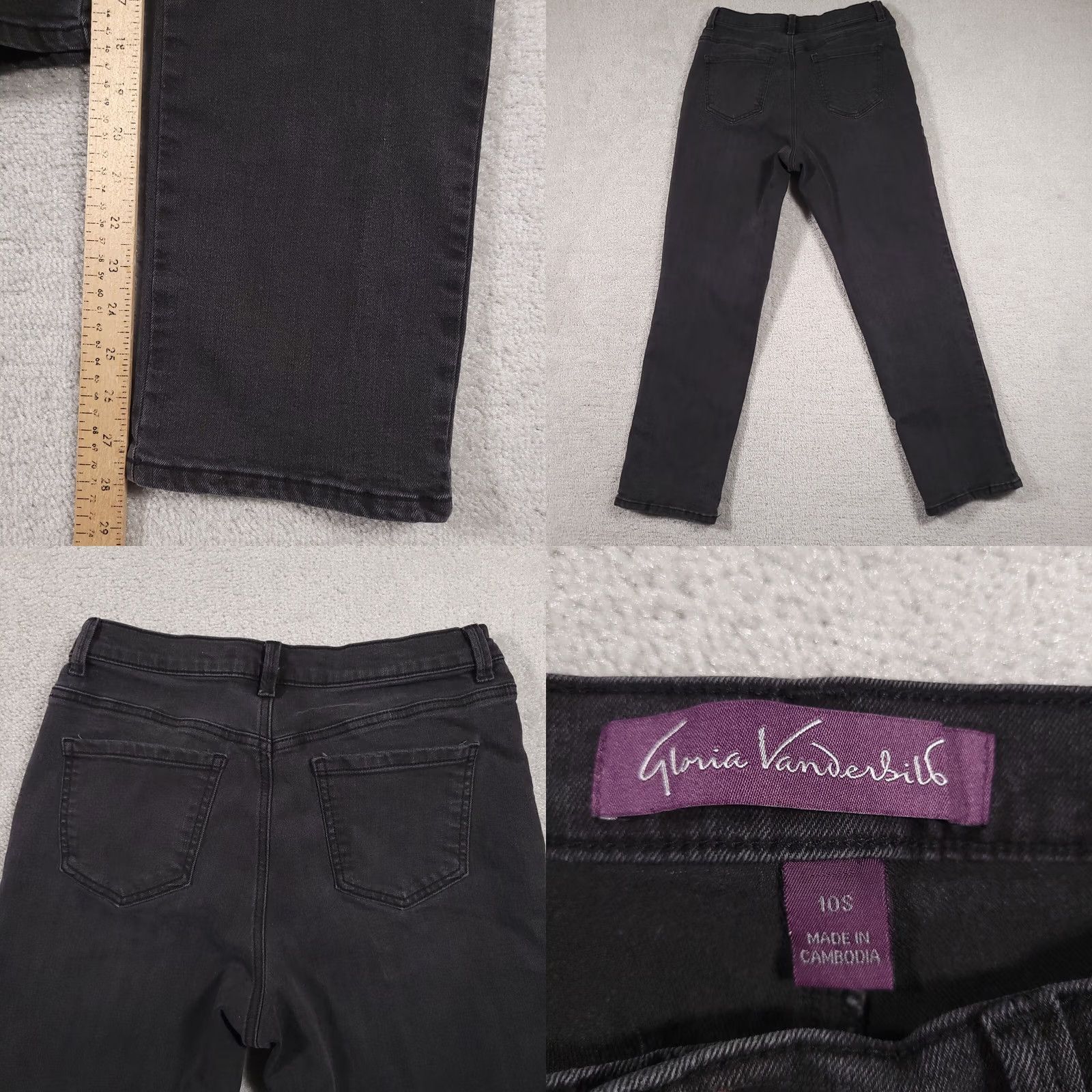 Gloria Vanderbilt Gloria Vanderbilt Amanda Jeans Women's 10 Short Denim Black Stretch Straight Leg Jeans Size 32" / US 10 / IT 46 - 8 Thumbnail