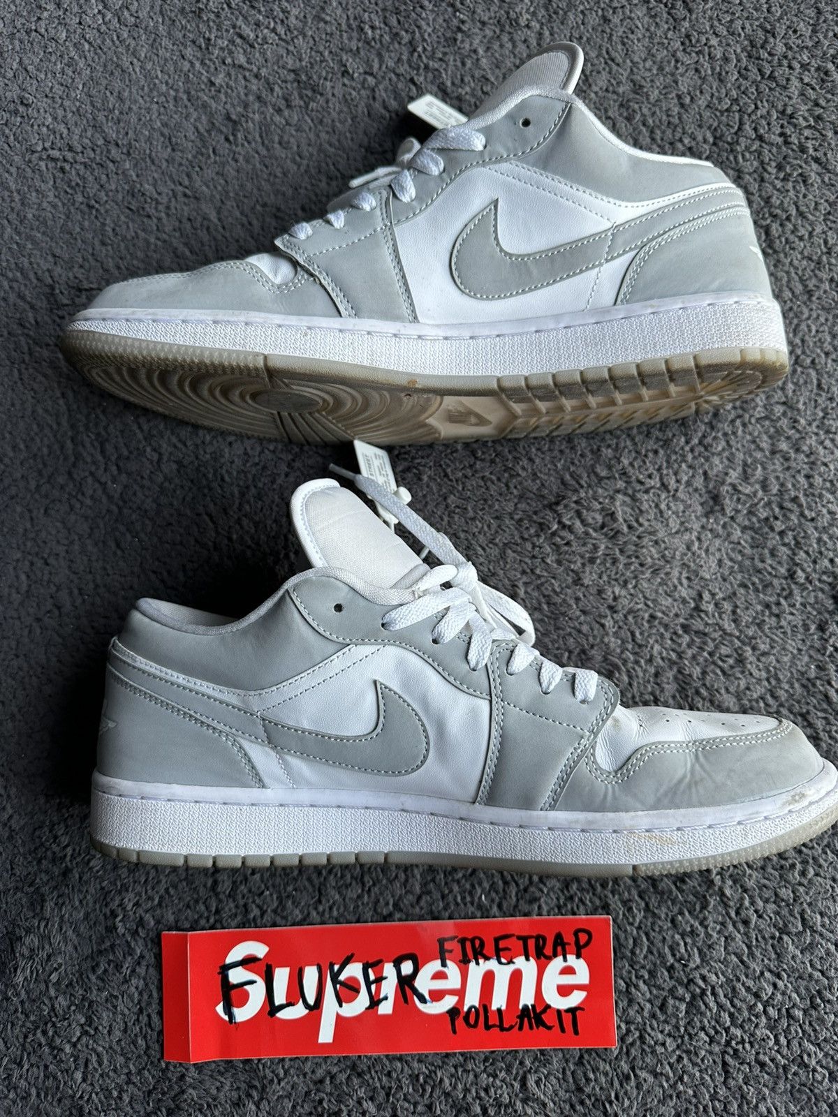 Jordan Brand Nike Air Jordan 1 Low 'white Wolf Grey' Used 8/10 size 10US Size US 10 / EU 43 - 3 Thumbnail
