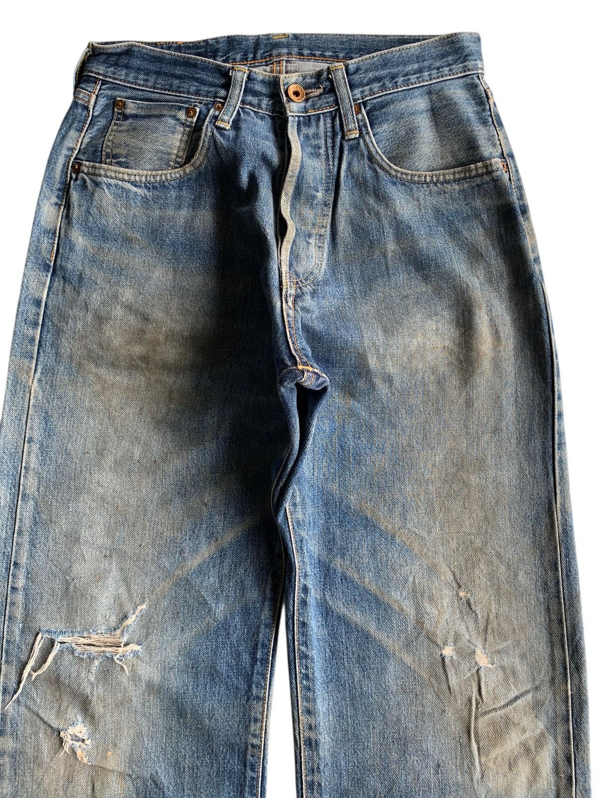 If Six Was Nine VINTAGE EDWIN 505 SELVEDGE BAGGY MUDWASH DISTRESSED DENIM Size US 29 - 5 Thumbnail
