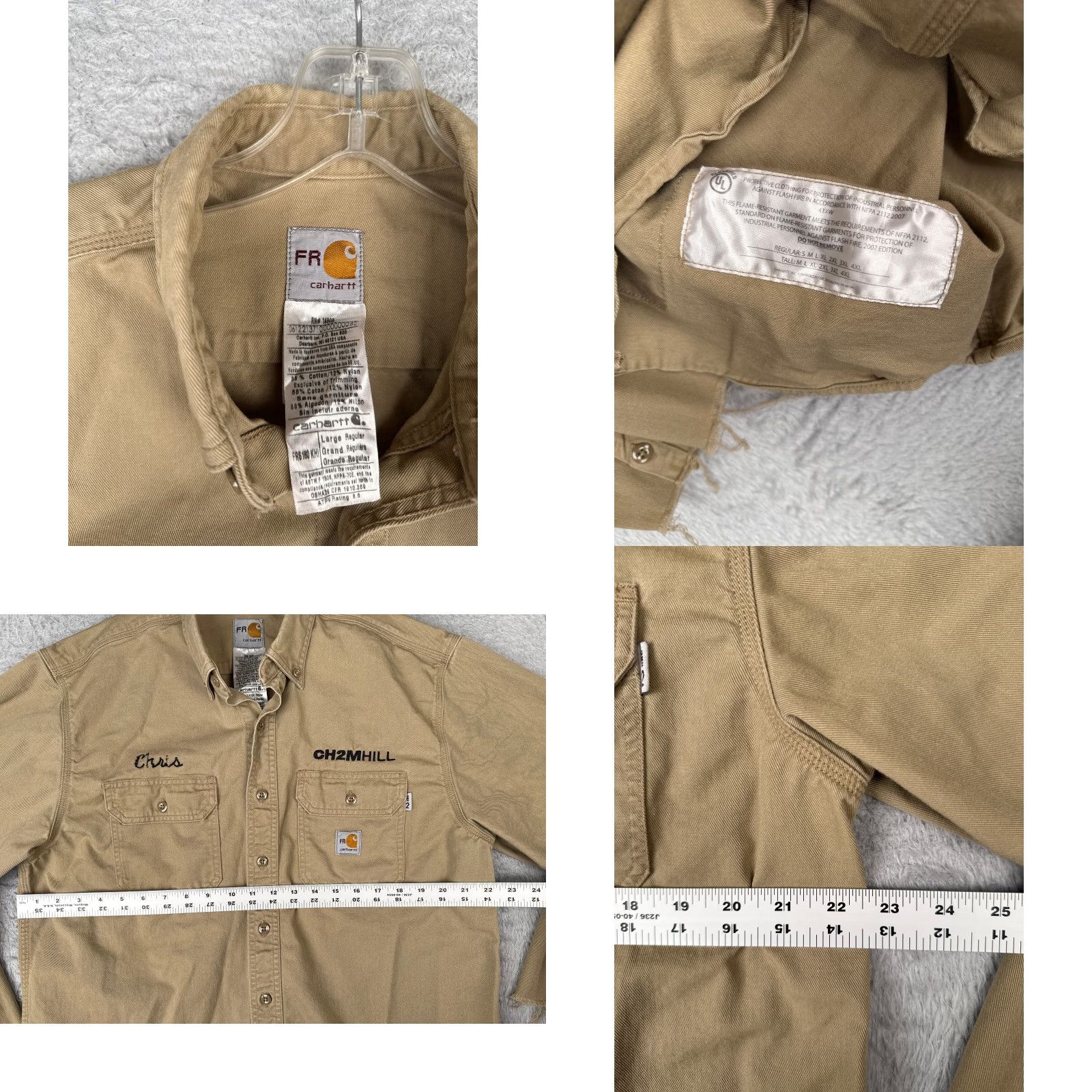 Carhartt Carhartt Shirt Men Large Beige Long Sleeve Button-Up Cotton Blend Fire Resistant Size US L / EU 52-54 / 3 - 8 Thumbnail