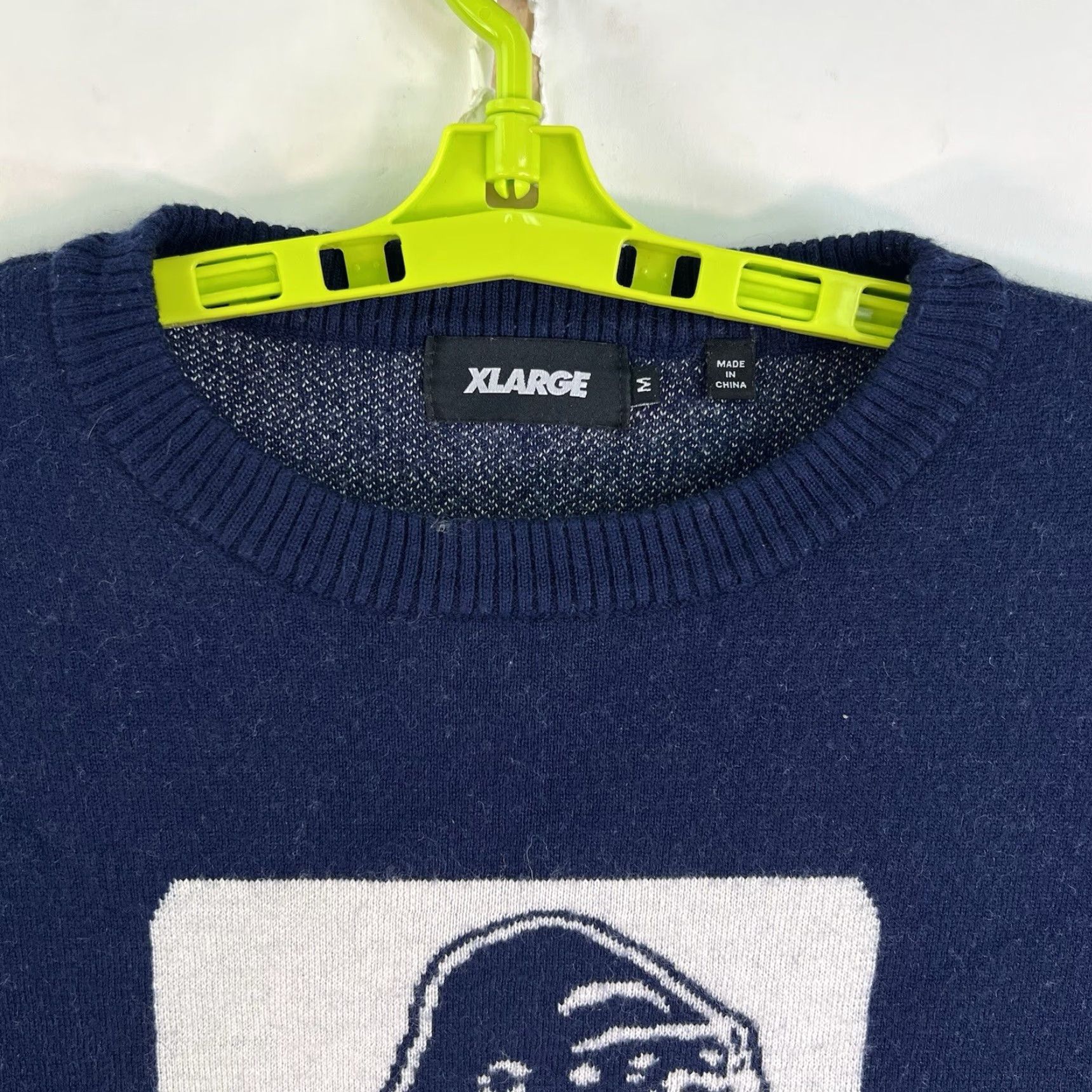 Vintage XLARGE Sweater Mens Size M Blue Wool Blend Heavyweight Graphic Print Pullover Knit 90s Classic Outdoor Size US M / EU 48-50 / 2 - 3 Thumbnail