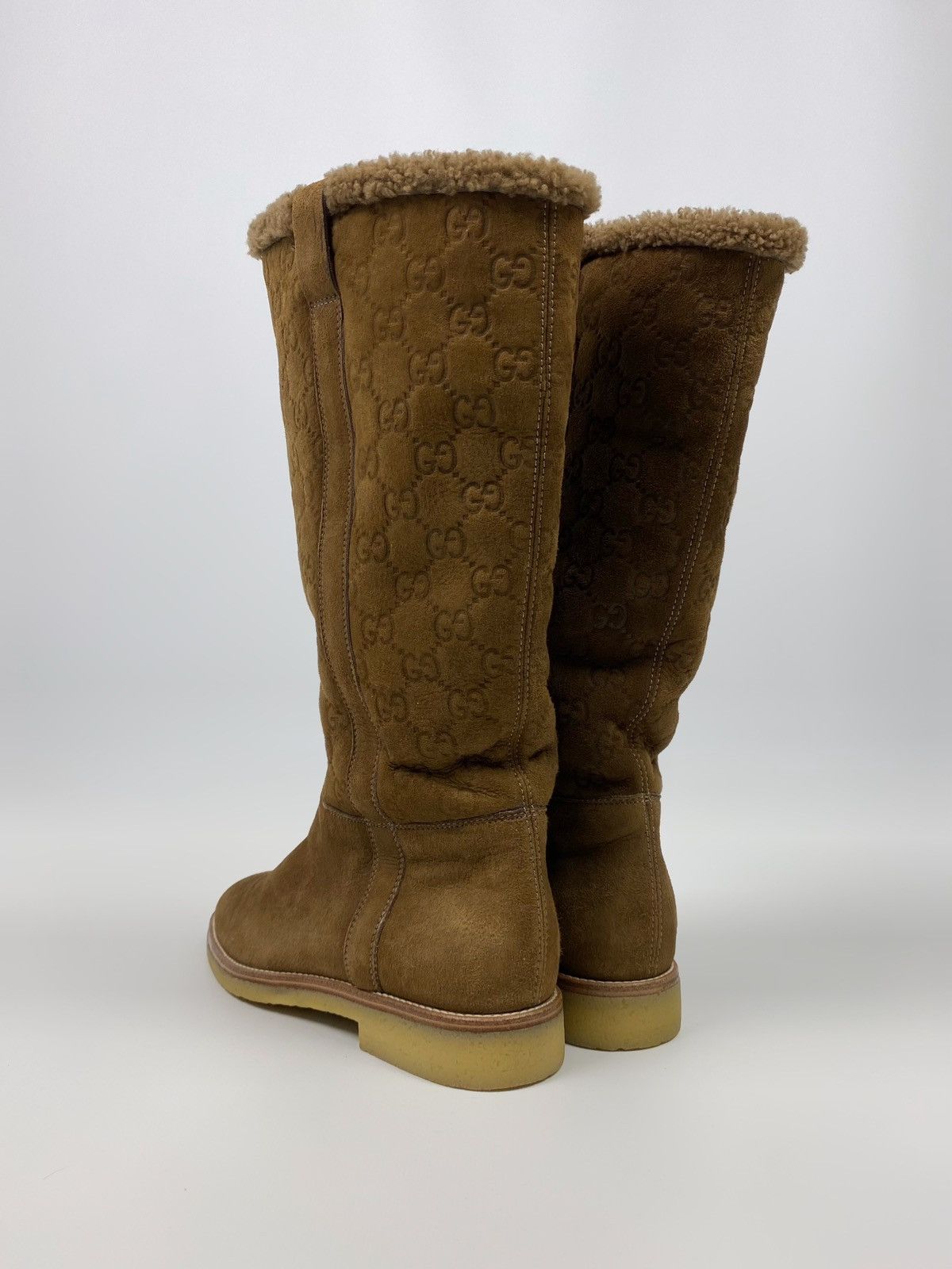 Gucci Gucci Guccissima GG Brown Suede Knee High Fur Lined Boots Size US 7 / IT 37 - 3 Thumbnail