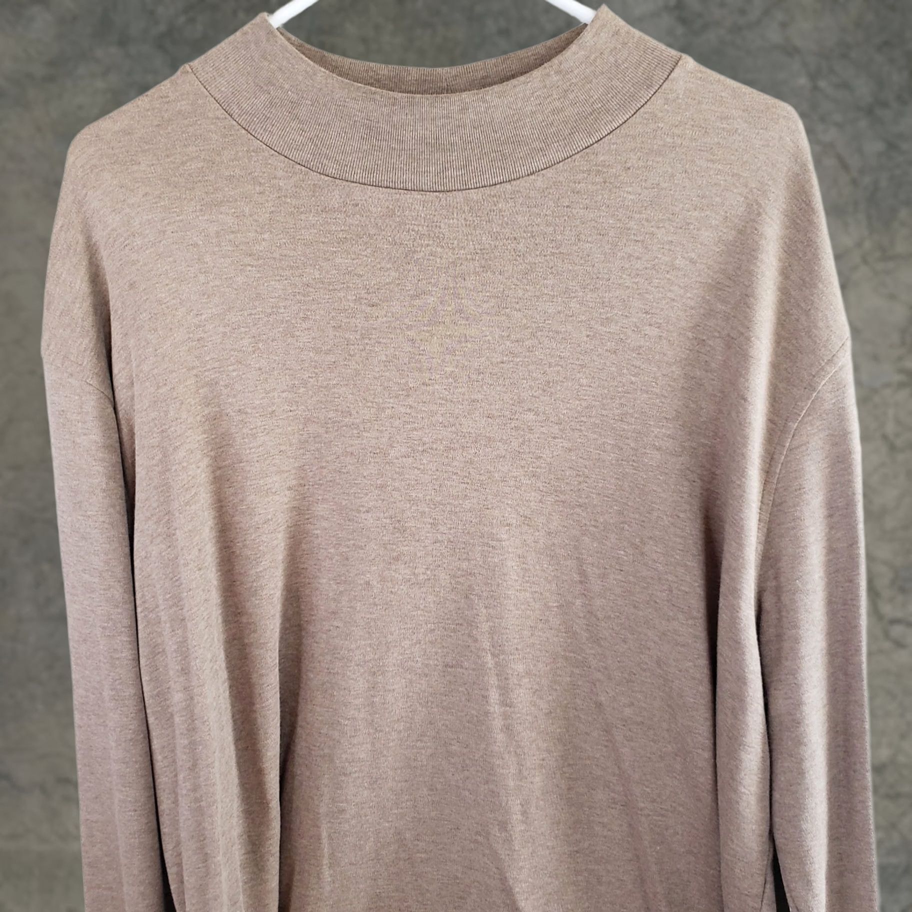 Lands' End Lands' End Men's XXL Light Brown Pullover Mock Neck Cotton Sweater Knit Long Sleeve Fas... Size US XXL / EU 58 / 5 - 1 Thumbnail