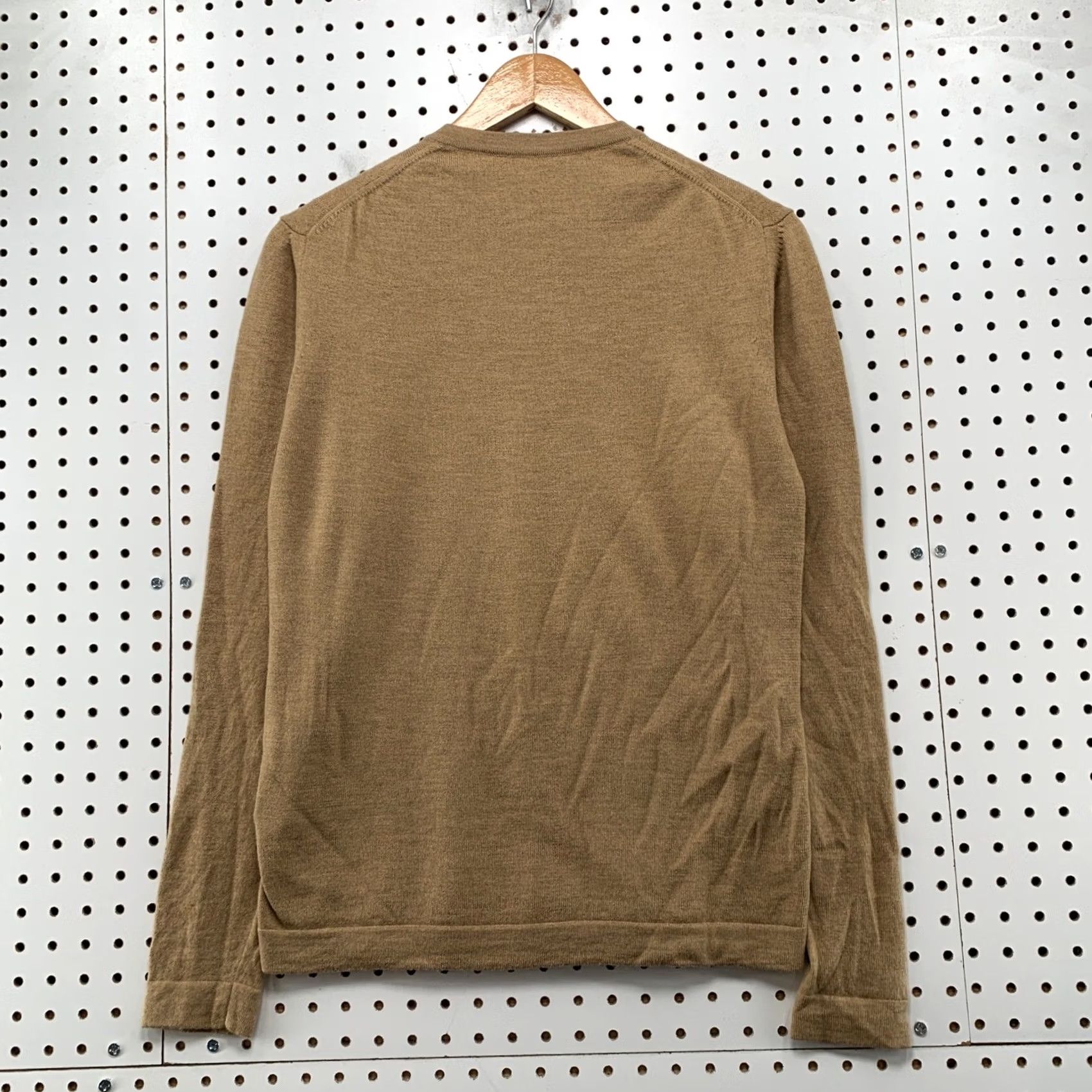 Banana Republic Banana Republic Men M Camel Tan 100% Extra Fine Merino Wool V-Neck Sweater Size US M / EU 48-50 / 2 - 2 Thumbnail