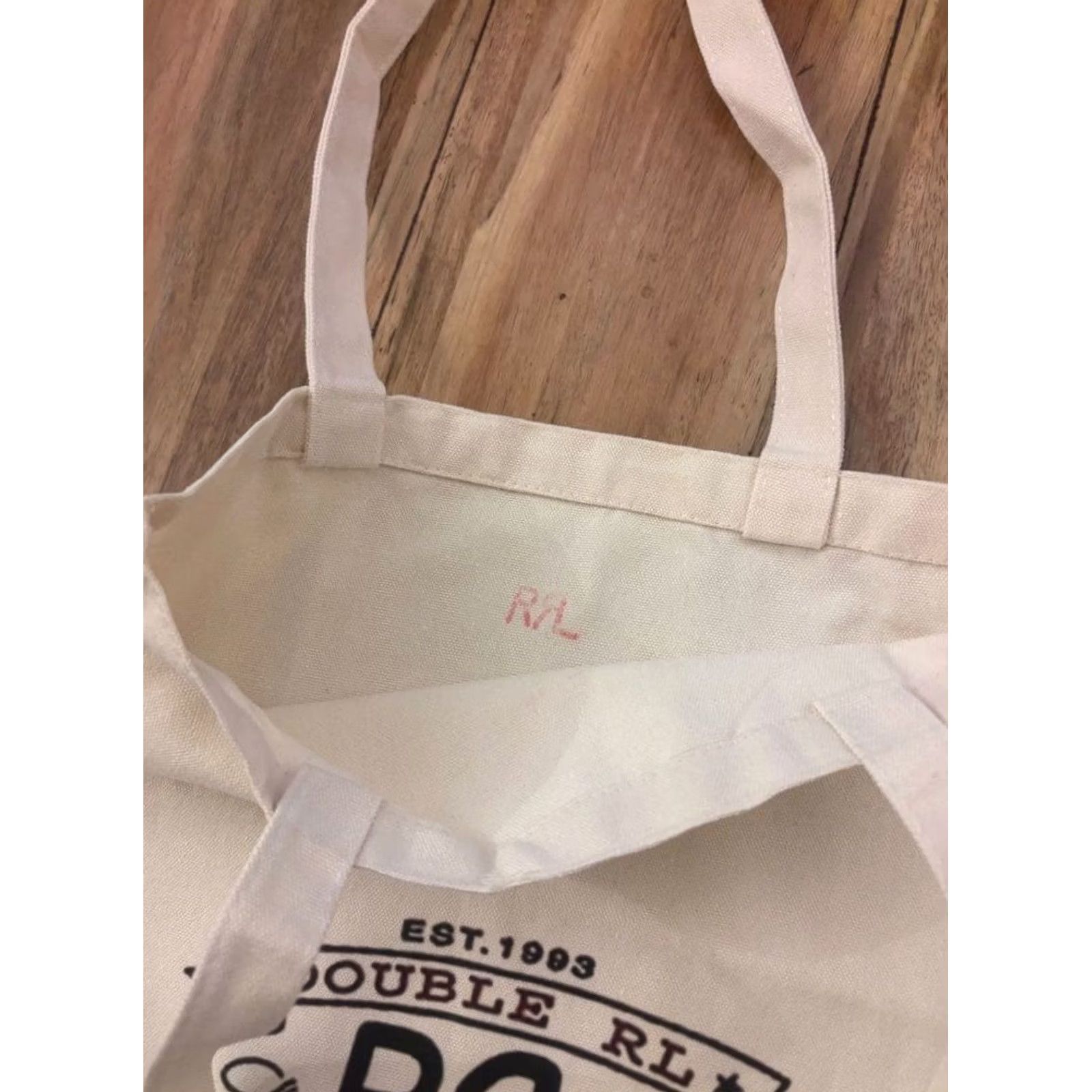 Ralph Lauren RRL Ralph Lauren Logo Tote Bag Ivory Cotton Canvas Unisex Casual Pre-owned Size ONE SIZE - 3 Thumbnail