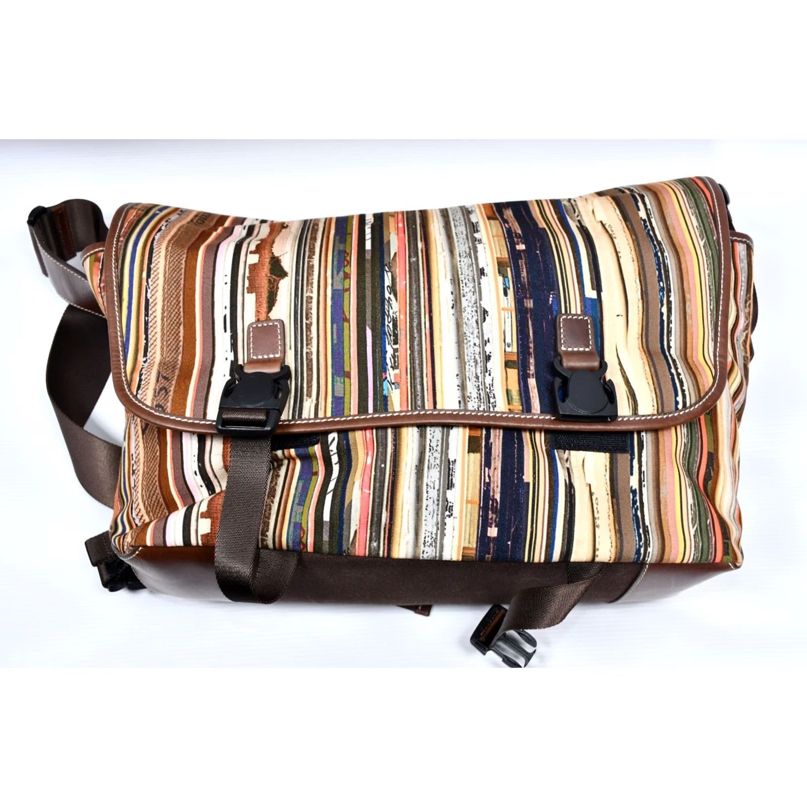 Paul Smith Paul Smith Striped Messenger Bag Multicoloured Men Large Cotton Leather Vintage: No Size ONE SIZE - 3 Thumbnail
