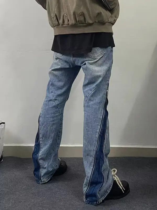 VIBE Street hip-hop washed zipper micro-flare jeans Size US 32 / EU 48 - 3 Thumbnail