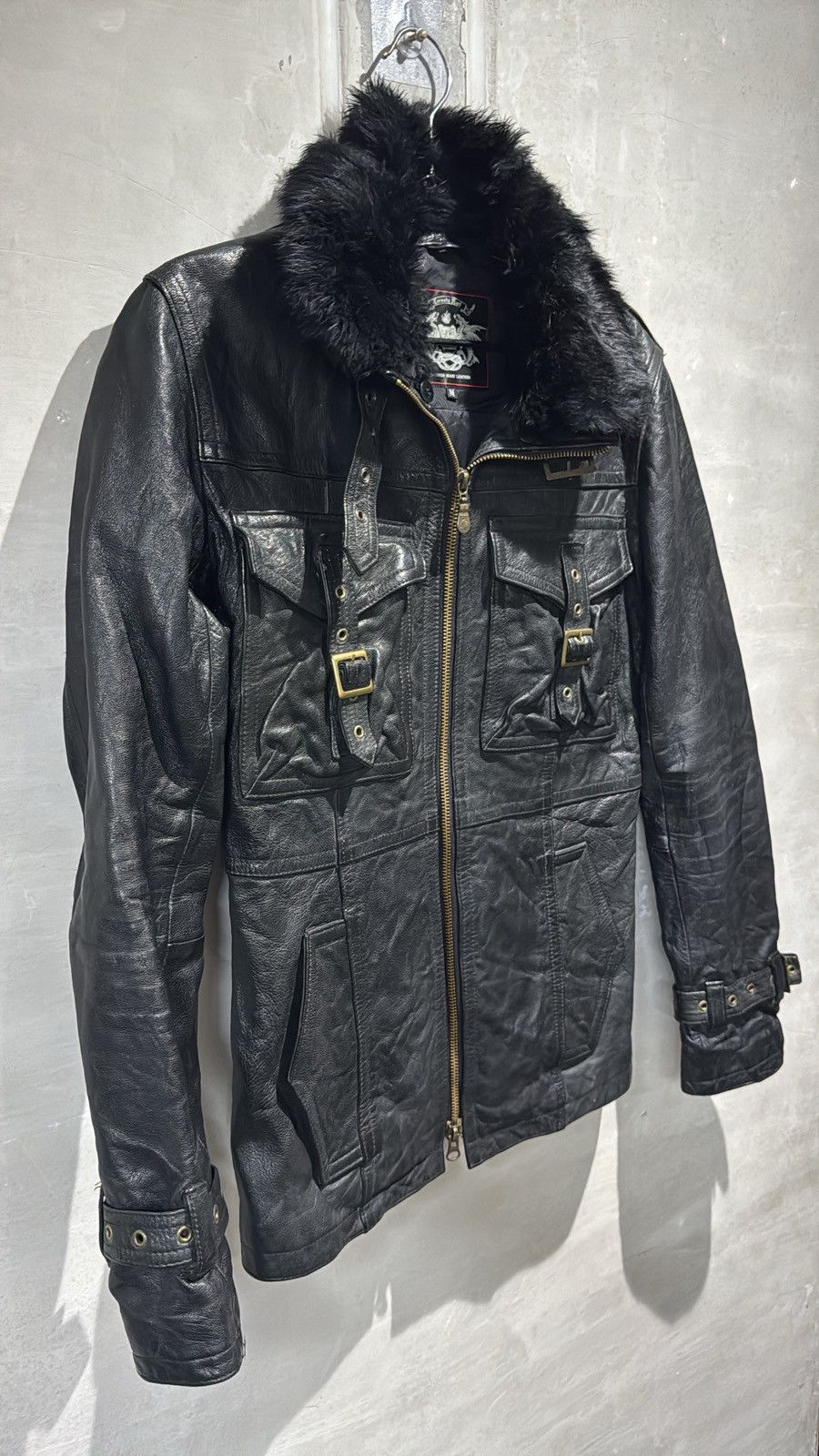 Tornado Mart Rare Tornado Mart Japan Fur Buckled Leather Jacket Size US M / EU 48-50 / 2 - 4 Thumbnail