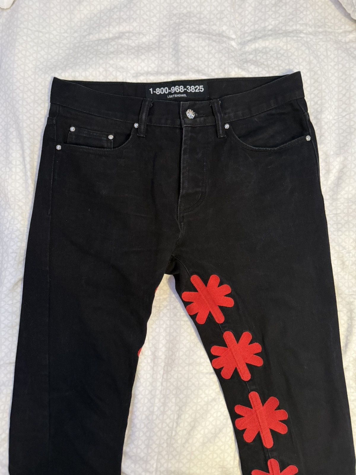 LOSTSHDWS LOSTSHDWS DRK Denim Pant (Red) Size US 32 / EU 48 - 1 Thumbnail