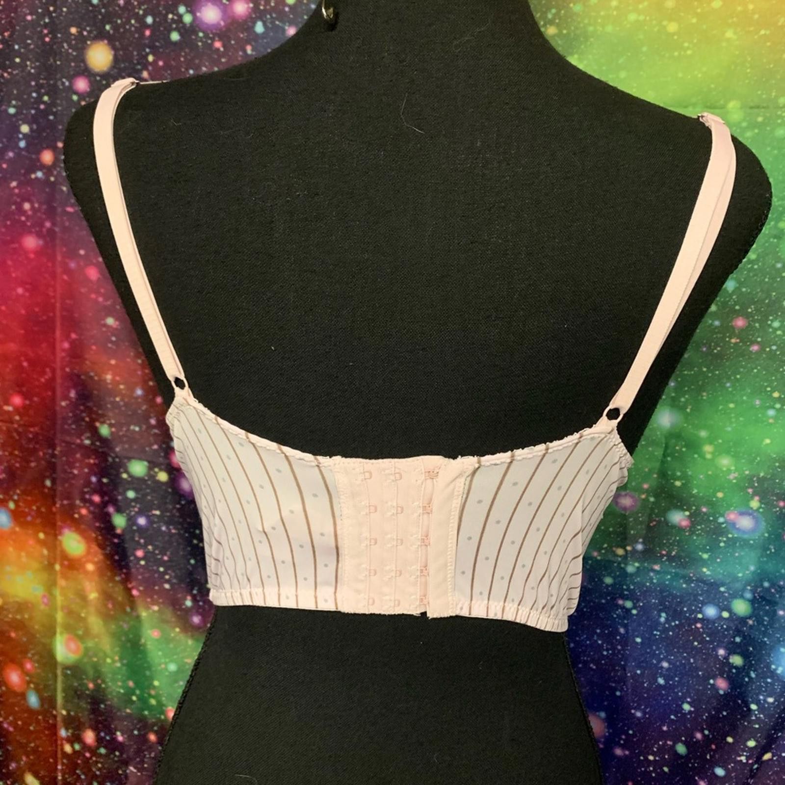 Designer Cream and Brown Lace Longline Bra with Structured Support Size ONE SIZE - 2 Thumbnail