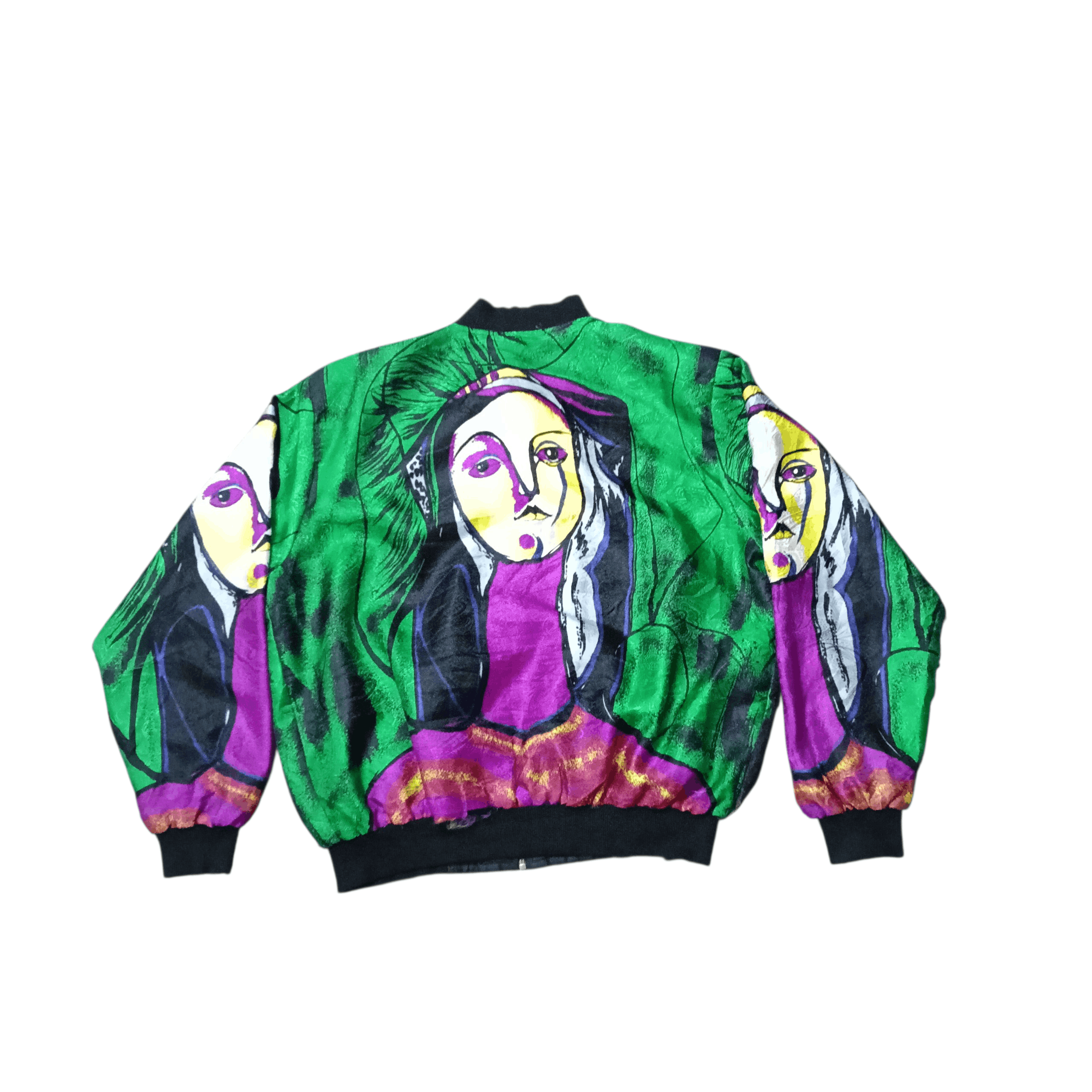 Vintage Vintage 90s Picasso Art Polyester Satin Bomber Jacket. Size US L / EU 52-54 / 3 - 3 Thumbnail