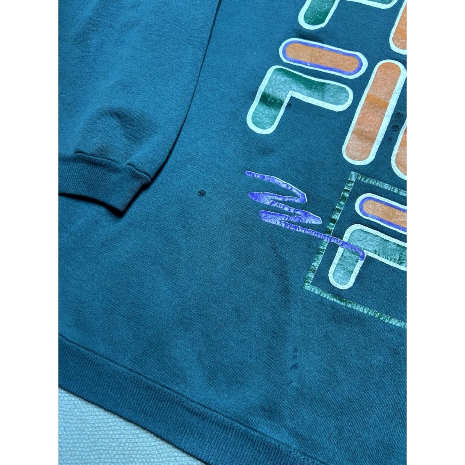 Hanes VINTAGE 90s Hanes Sweatshirt Crewneck Fila graphic boot Distressed Adult XXL Green Pullover Men Size US XXL / EU 58 / 5 - 2 Thumbnail