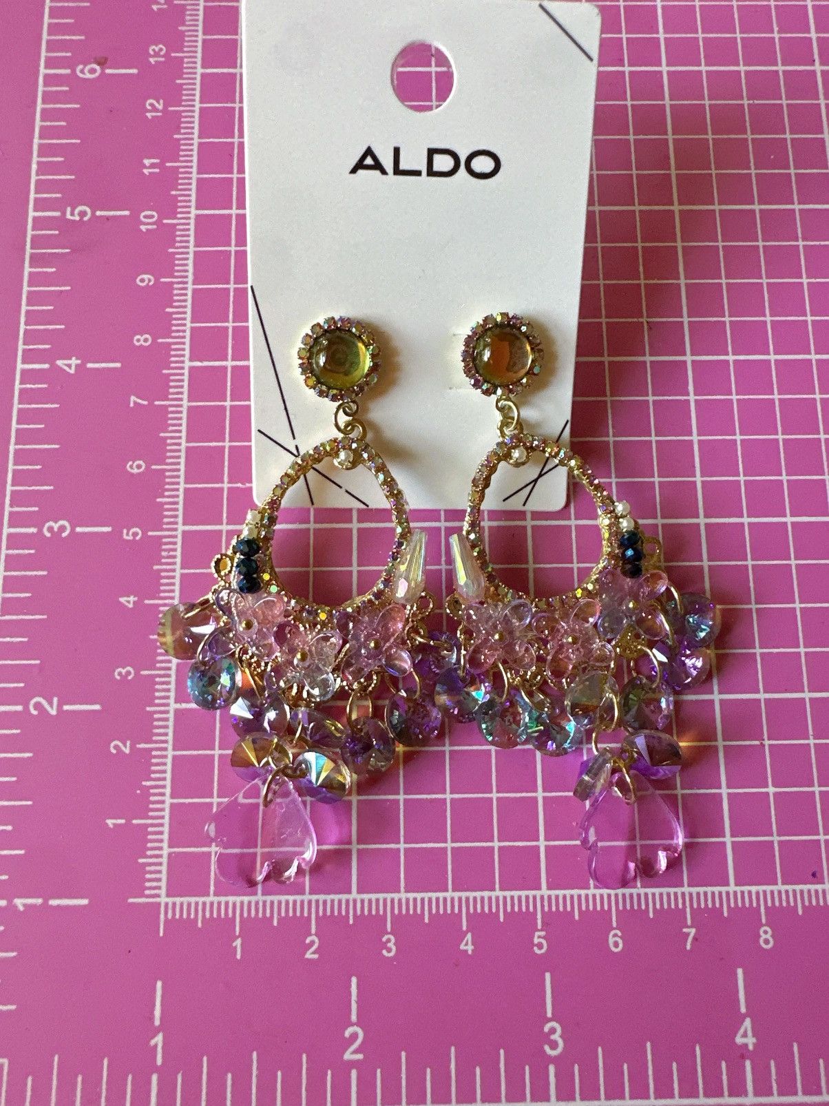 Aldo Aldo earrings transparent multicolor crystals flower paved Size ONE SIZE - 7 Thumbnail