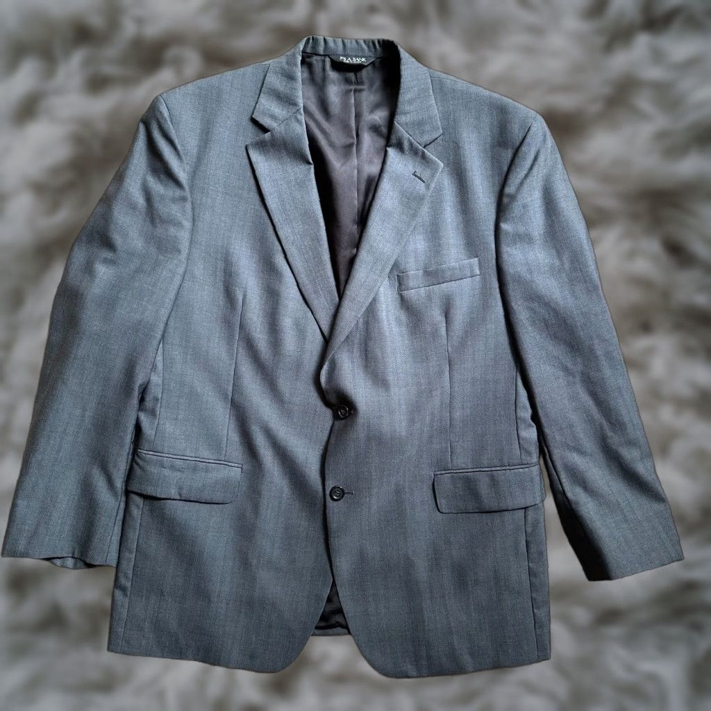 Jos. A. Bank Jos A Bank Blazer Mens 46R Wool 2 Button Solid Grey Jacket Size 46R - 1 Thumbnail