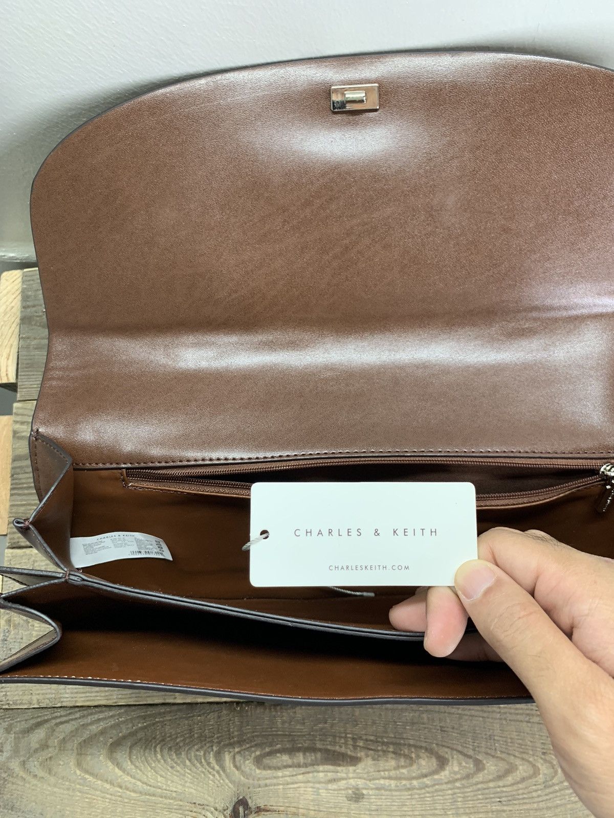 Designer Charles & Keith Brown Single Handle Shoulder Bag Size ONE SIZE - 14 Thumbnail