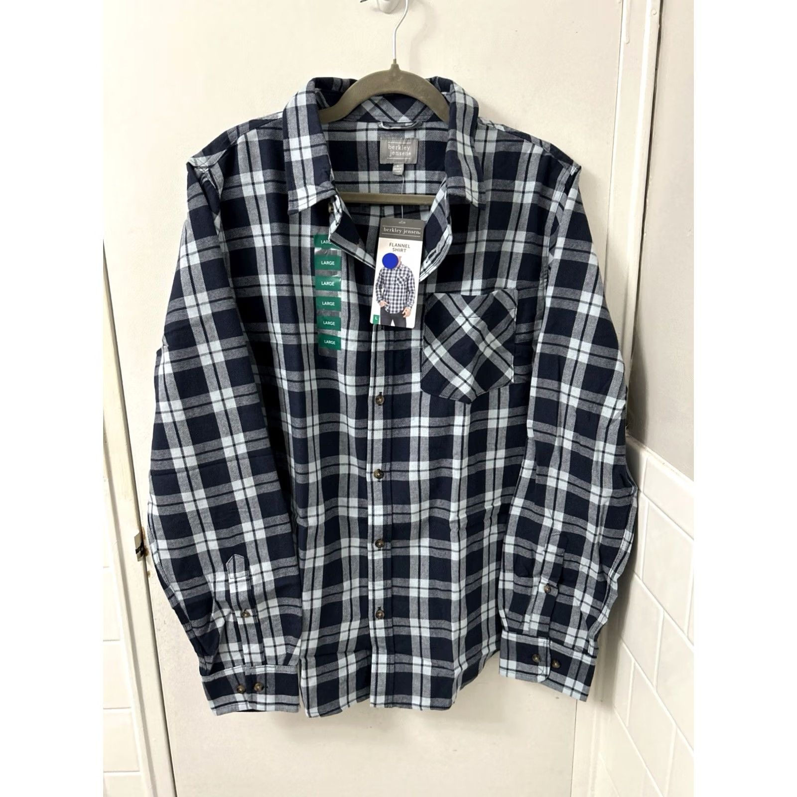 Vintage VINTAGE Berkley Jensen Shirt Mens L Blue Plaid Button-Down Long Sleeve NWT Size US L / EU 52-54 / 3 - 2 Thumbnail