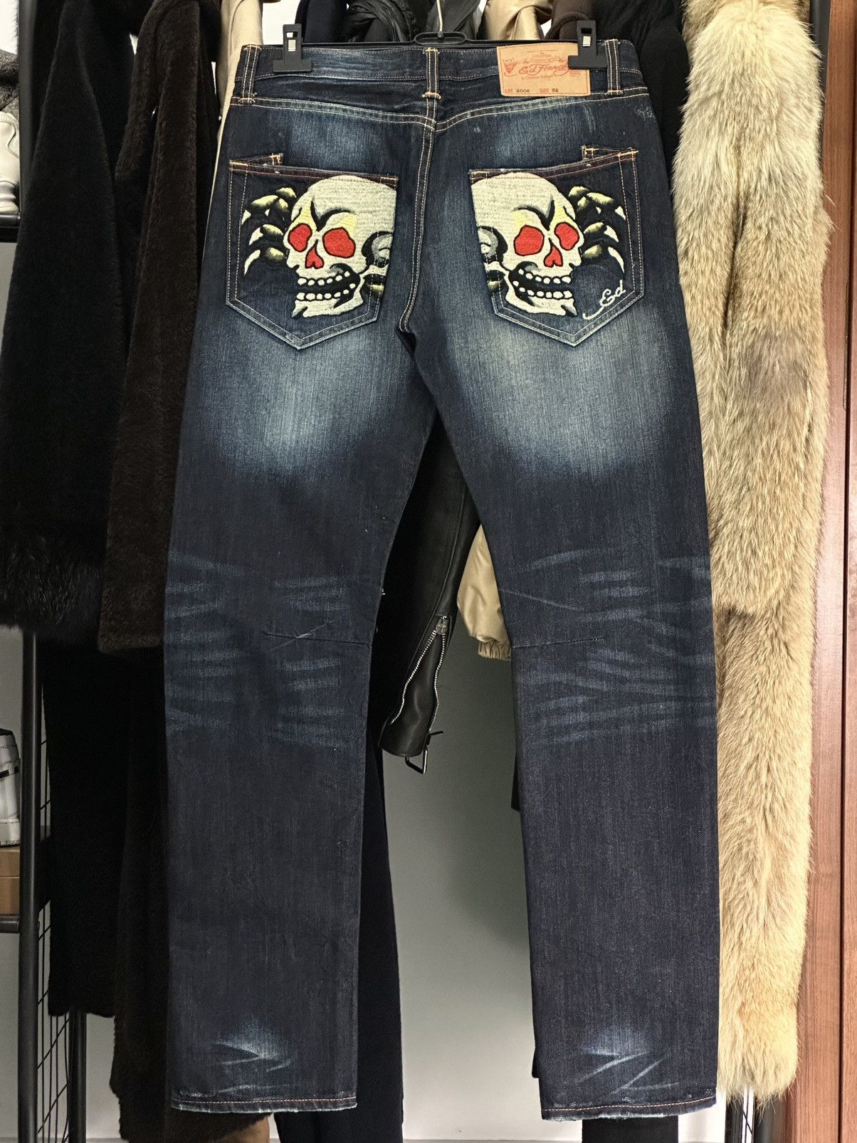 Good Vintage 2000s Ed Hardy Skull Chopper Blue Denim Jeans