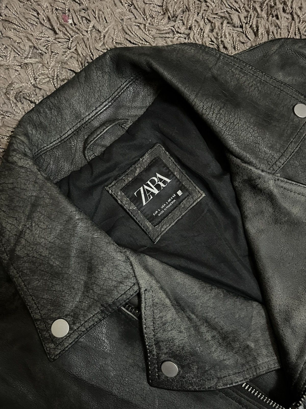 Zara Vintage 2000s buffalo leather double collar #H1 Size US L / EU 52-54 / 3 - 10 Thumbnail