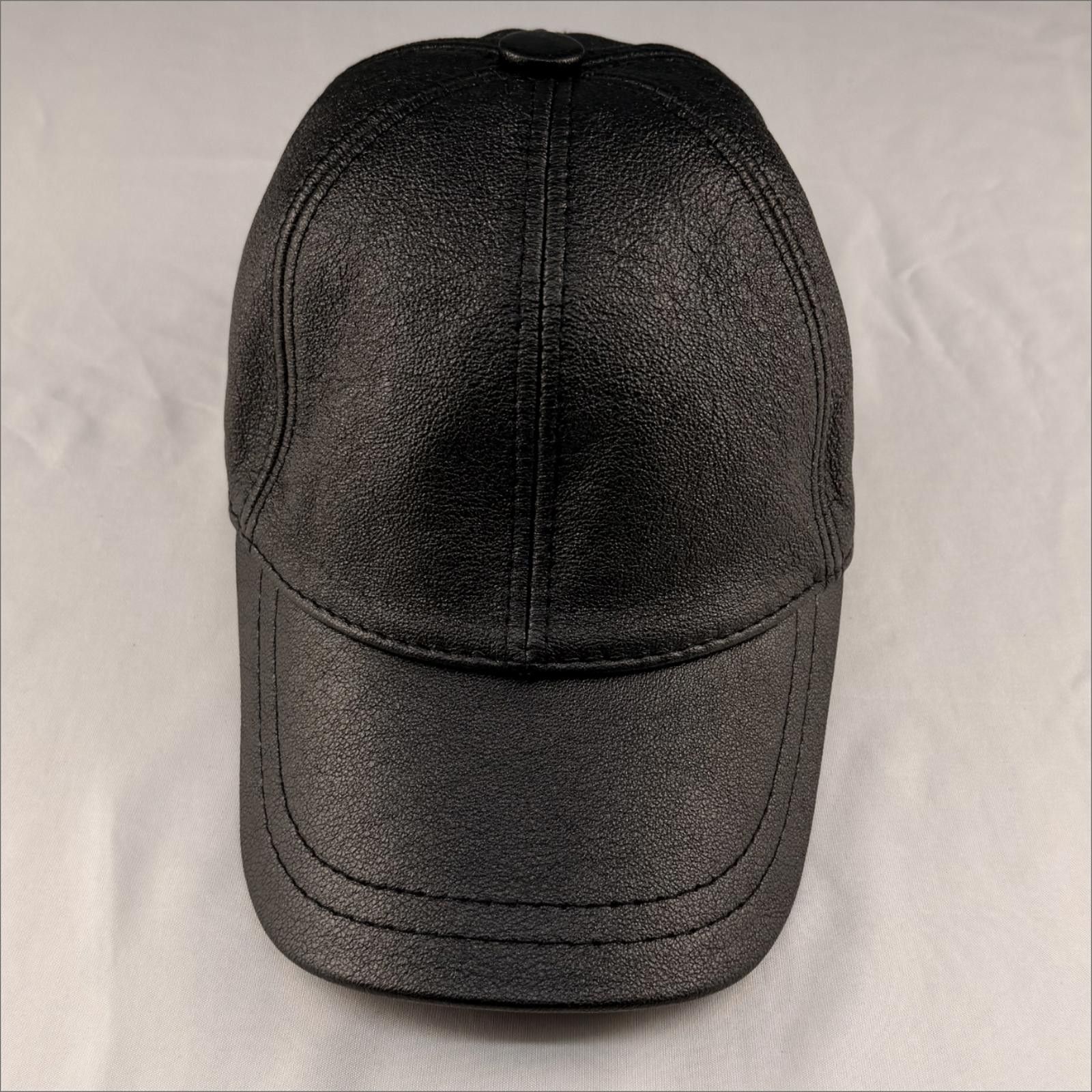 Other NEW Black Leather Baseball Cap - Premium Hat 076 Size ONE SIZE - 2 Thumbnail