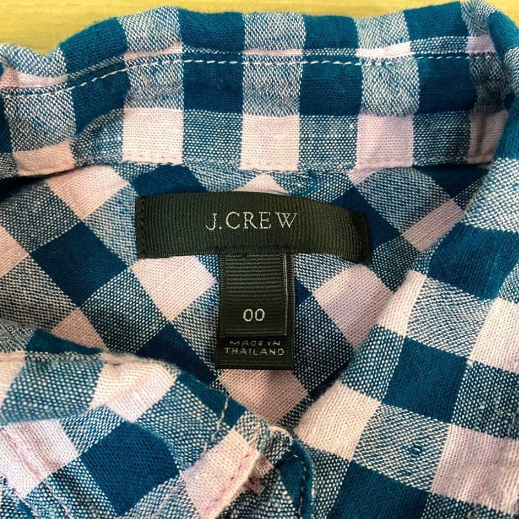 Pinko J Crew Popover Shirt 00 Gingham Plaid Pink Blue Top Womens Size XXS / US 00 / IT 34 - 5 Thumbnail
