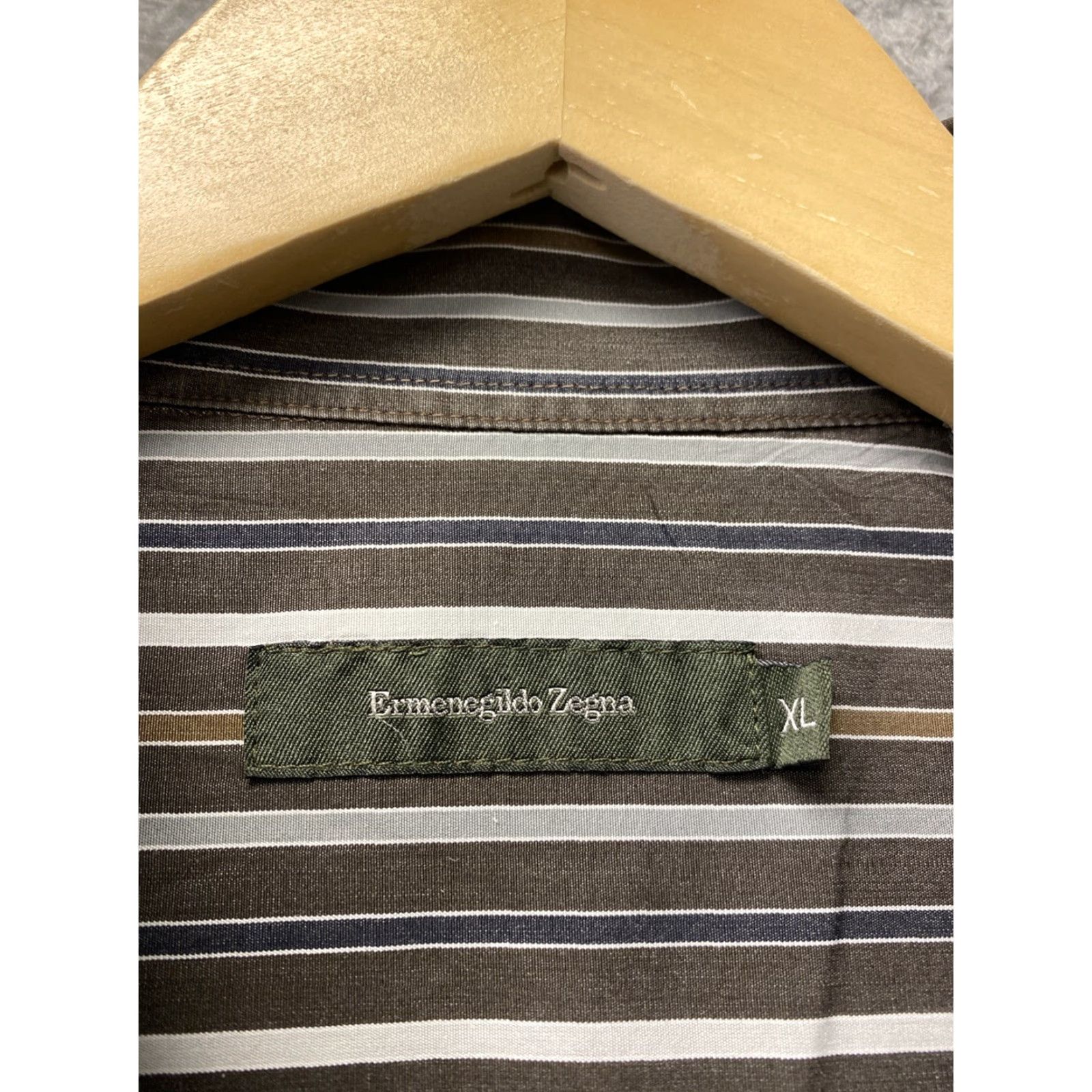 Ermenegildo Zegna Ermenegildo Zegna Button Shirt Striped Brown Cotton XL Men Regular Button-Up Shirt Size US XL / EU 56 / 4 - 5 Thumbnail