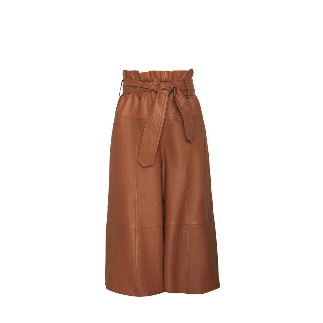 Zimmermann oc11z0525 Natura Leather Cropped Pant in Brown Size 28" / US 6 / IT 42 - 1 Thumbnail