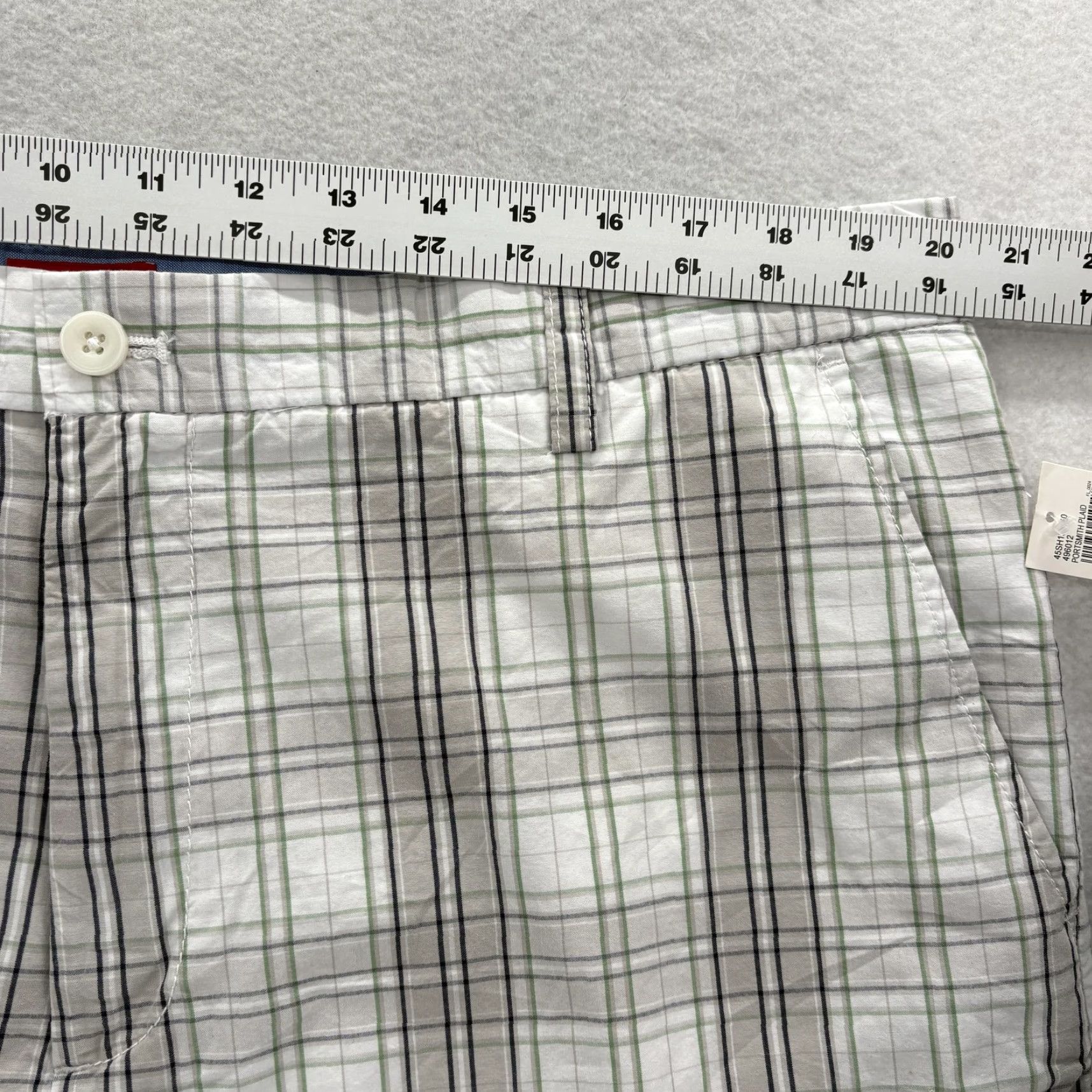 Izod VINTAGE IZOD Portsmith Plaid Shorts Mens 40 White Flat Front 10.5" High Rise Chino NWT Size US 40 / EU 56 - 6 Thumbnail