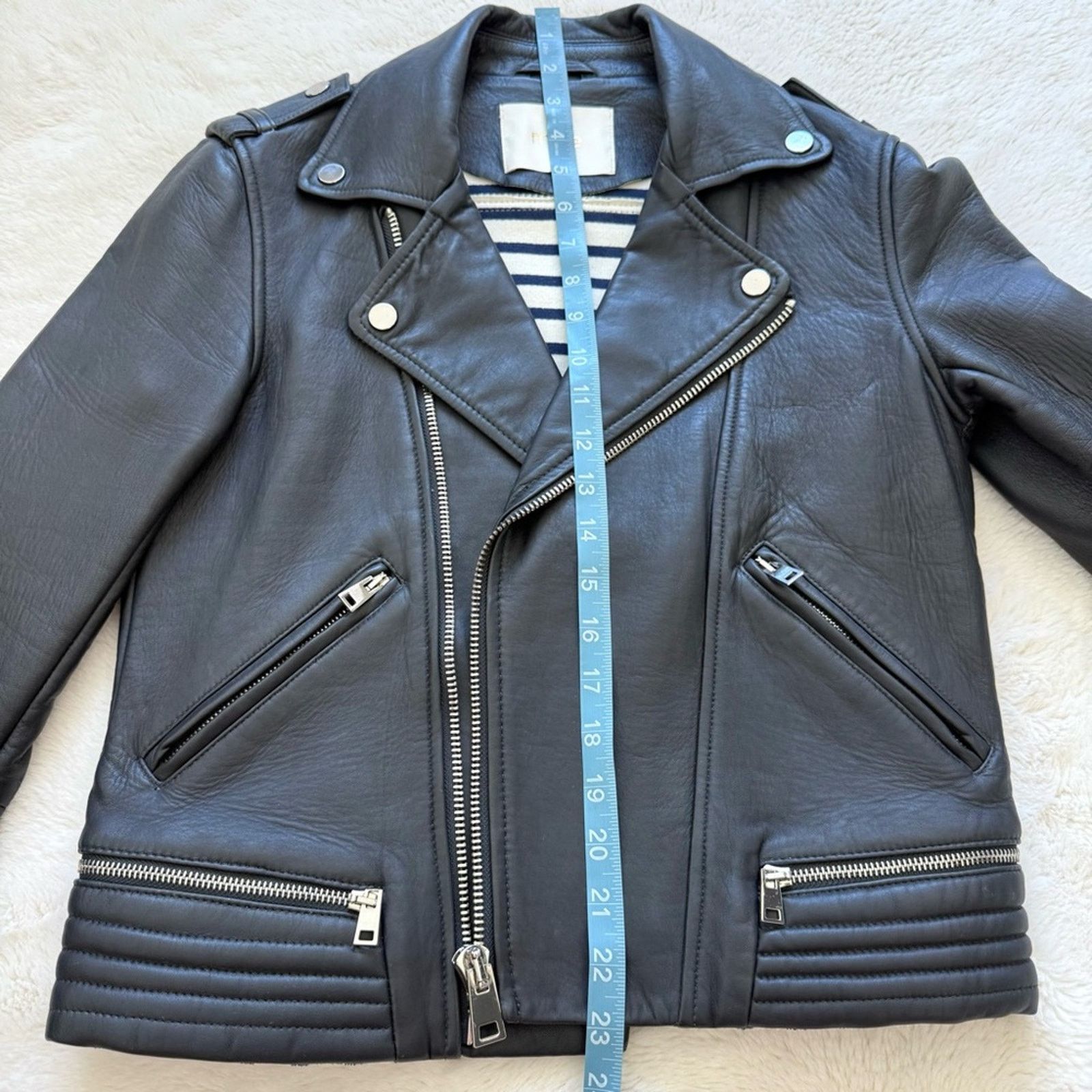 Maje MAJE leather navy women jacket size 36 FR or 6 US 750$ Size M / US 6-8 / IT 42-44 - 8 Thumbnail