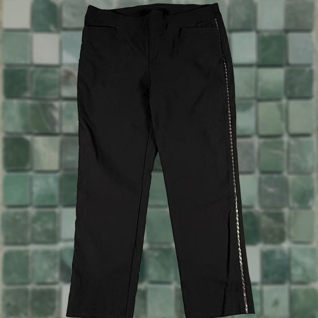 Vintage Chicos Pants Womens 14R Black Straight Leg Stretch Side Stripe Dressy Office Beaded Accent Size 36" / US 14 / IT 50 - 1 Thumbnail