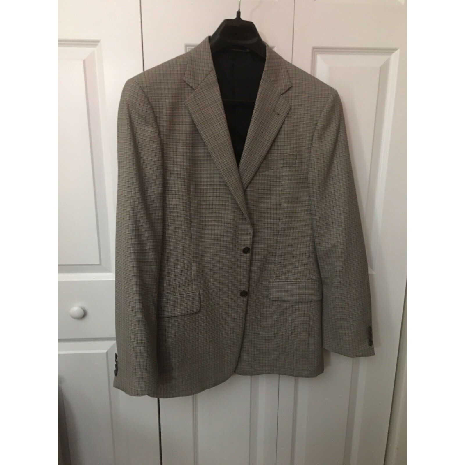 Joseph Abboud Joseph Abboud Men’s Sz 44 Plaid THIN STRIPPED BROWN BLACK Sp Size 44S - 4 Thumbnail
