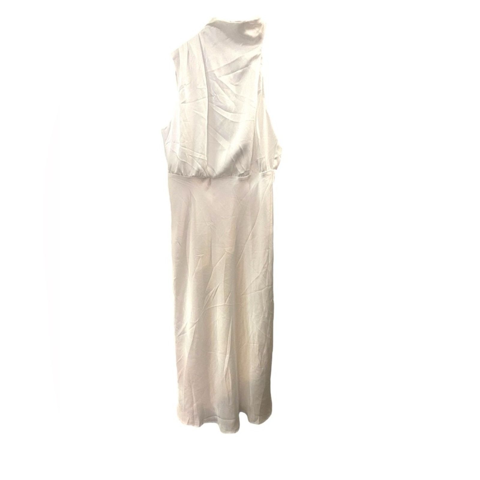 Other Lulu Greta Champagne Crinkle Satin Mock Neck Sleeveless Midi Size L / US 10 / IT 46 - 2 Thumbnail