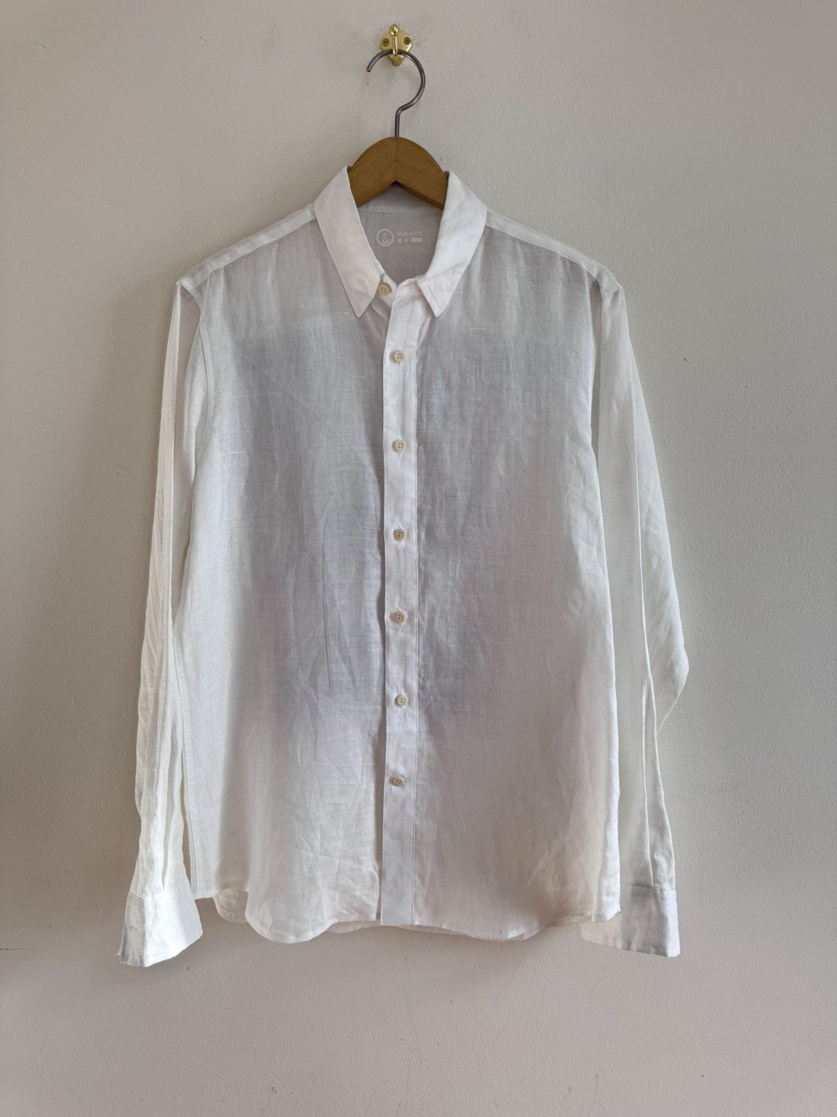 Outlier Outlier NYC Linen Shirt Custom Printed Sample White Size M Size US M / EU 48-50 / 2 - 1 Thumbnail