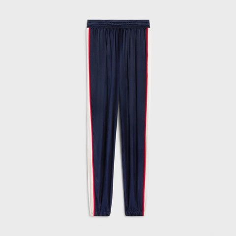 Celine o1w1db11124 Athletic Satin Pant in Blue Size 27" / US 4 / IT 40 - 2 Thumbnail