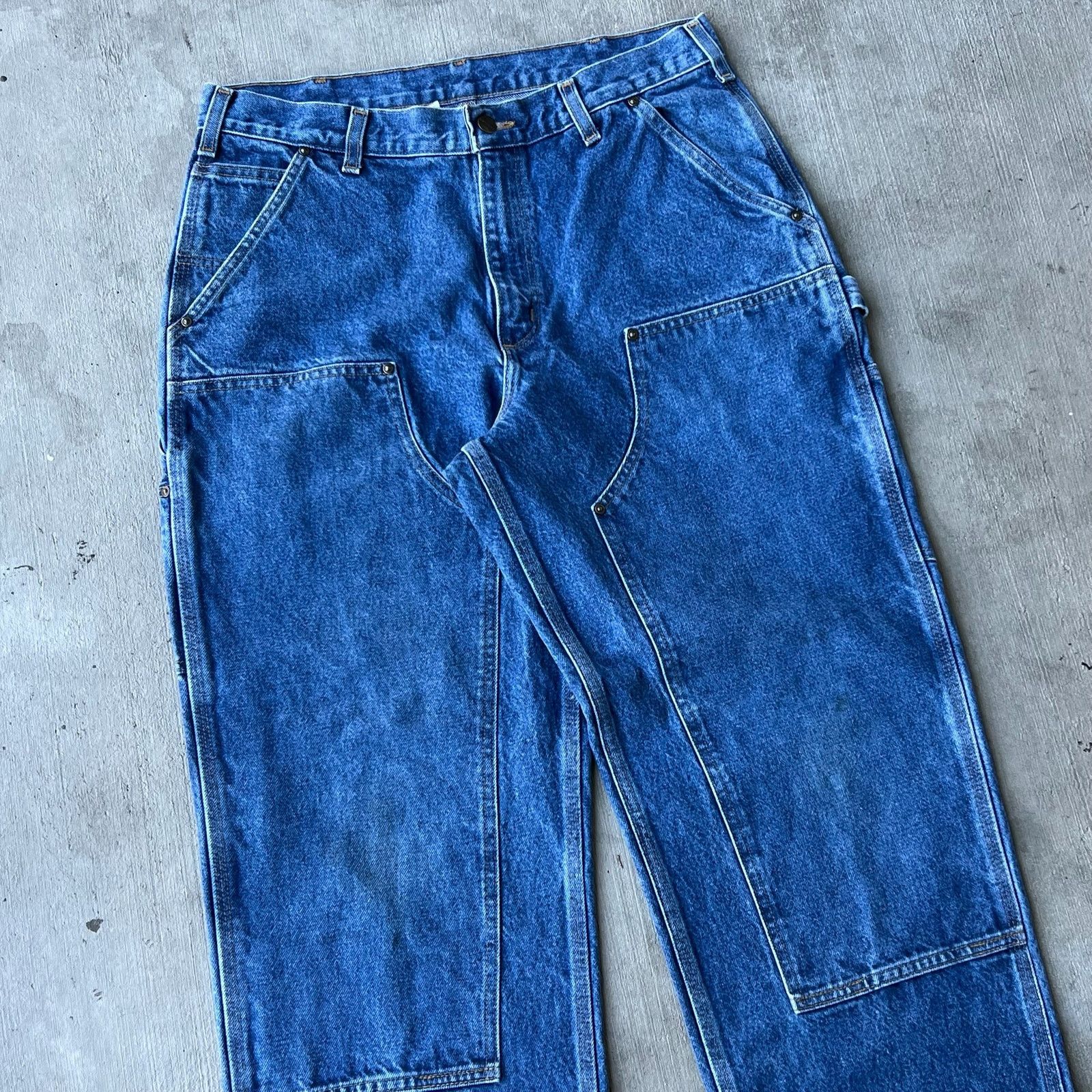 Carhartt × Vintage Carhartt denim blue jean double knee work carpenter pants Size US 33 - 2 Thumbnail