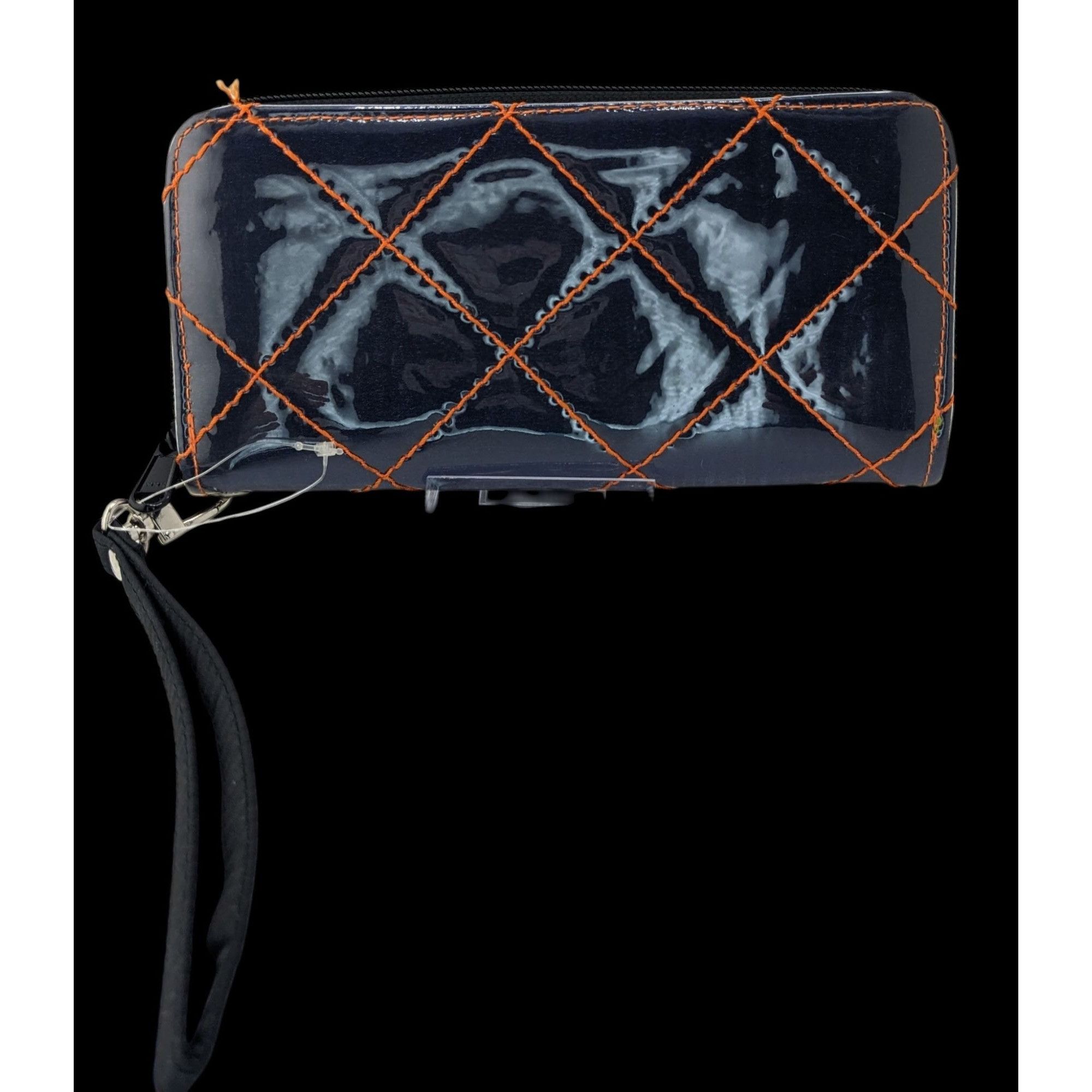 Other Vintage Fiorini Navy Shimmer Wallet With Orange Stitching & Size ONE SIZE - 2 Thumbnail