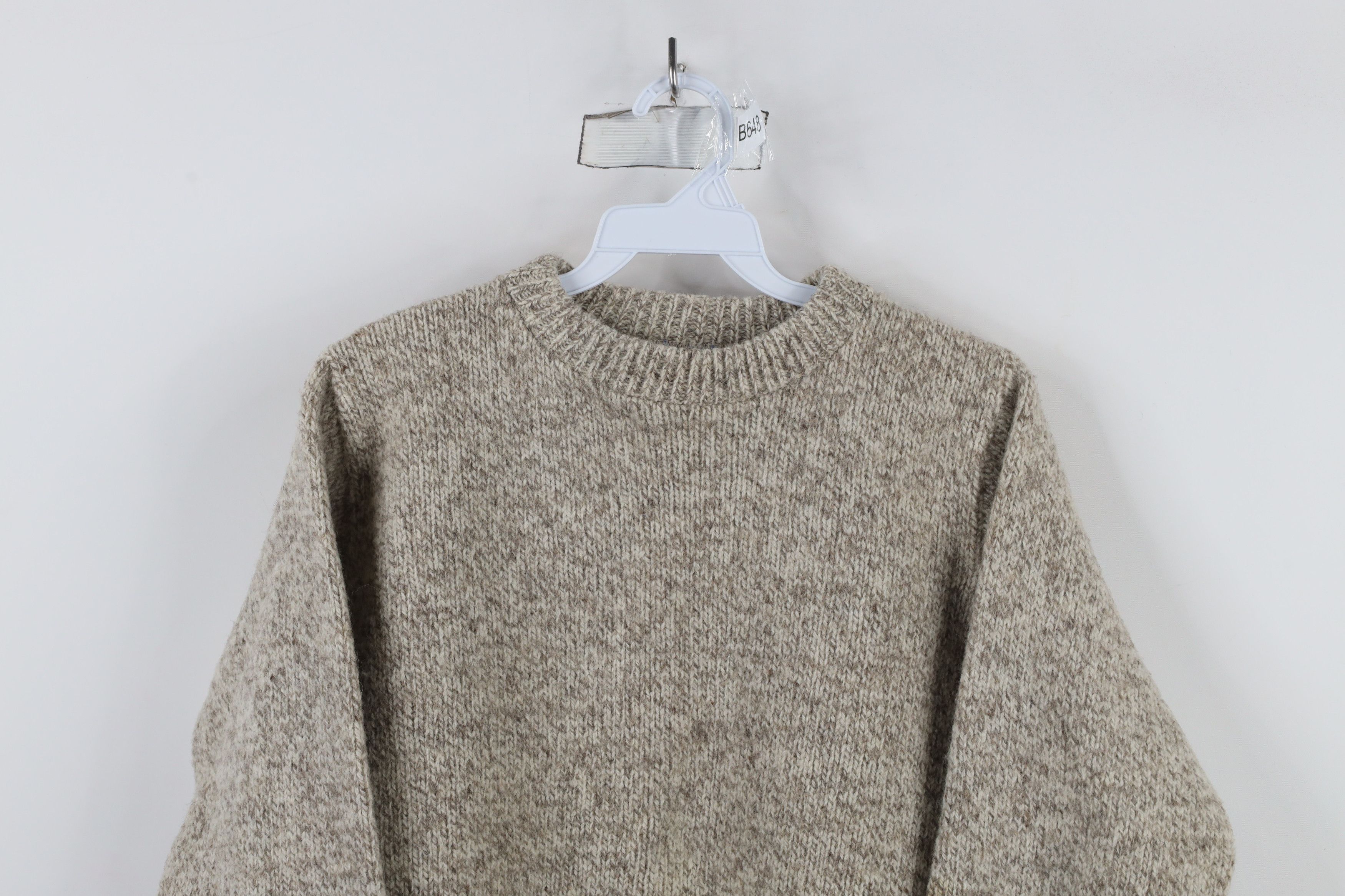 Lands' End × Vintage Vintage 90s Lands End Crewneck Sweater Oatmeal Brown USA Size M / US 6-8 / IT 42-44 - 2 Thumbnail