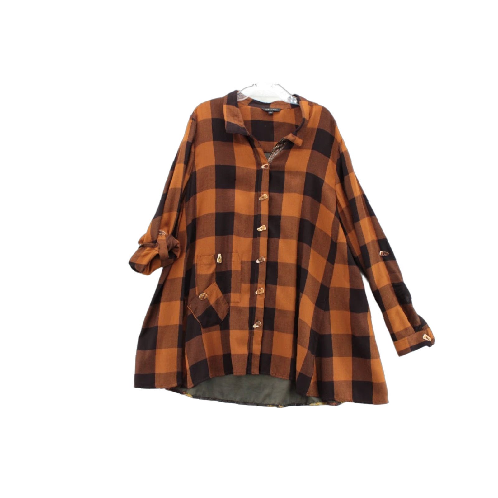 Vintage John Mark tunic top Womens Large Orange Roll Tab Long Sleeve Artsy Back Boho Shirt Blouse Size L / US 10 / IT 46 - 1 Thumbnail