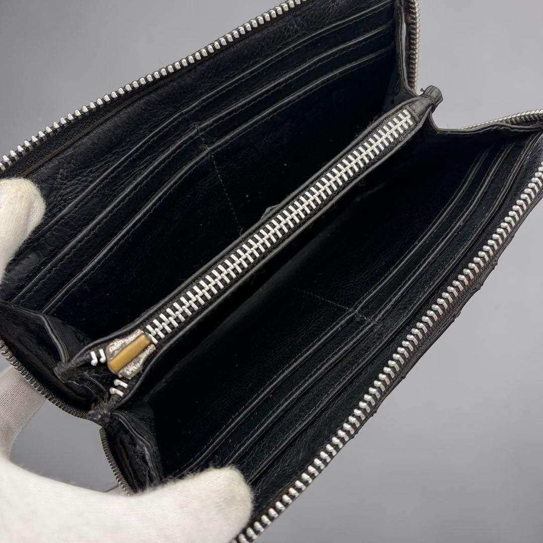 CHROME HEARTS Quilted Cemetery REC F ZIP Round Zipper Wallet
