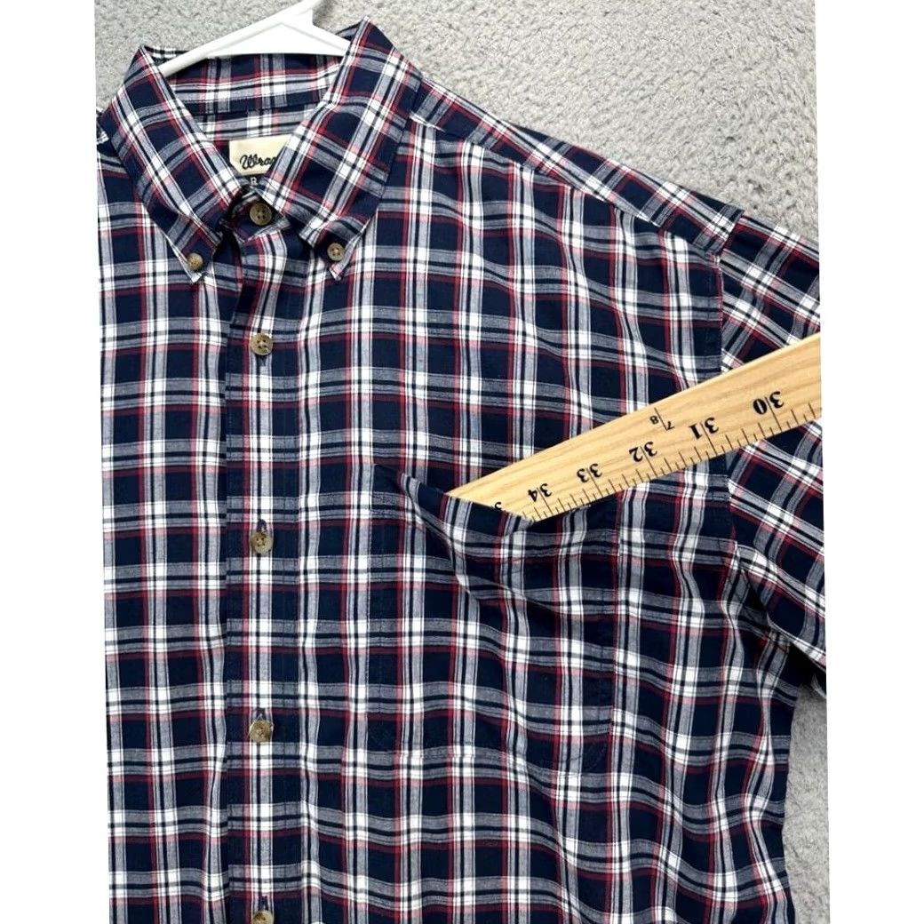 Wrangler Wrangler Mens Adult Large Blue Plaid Riata Button Down Long Sleeve Pocket Shirt Size US L / EU 52-54 / 3 - 5 Thumbnail