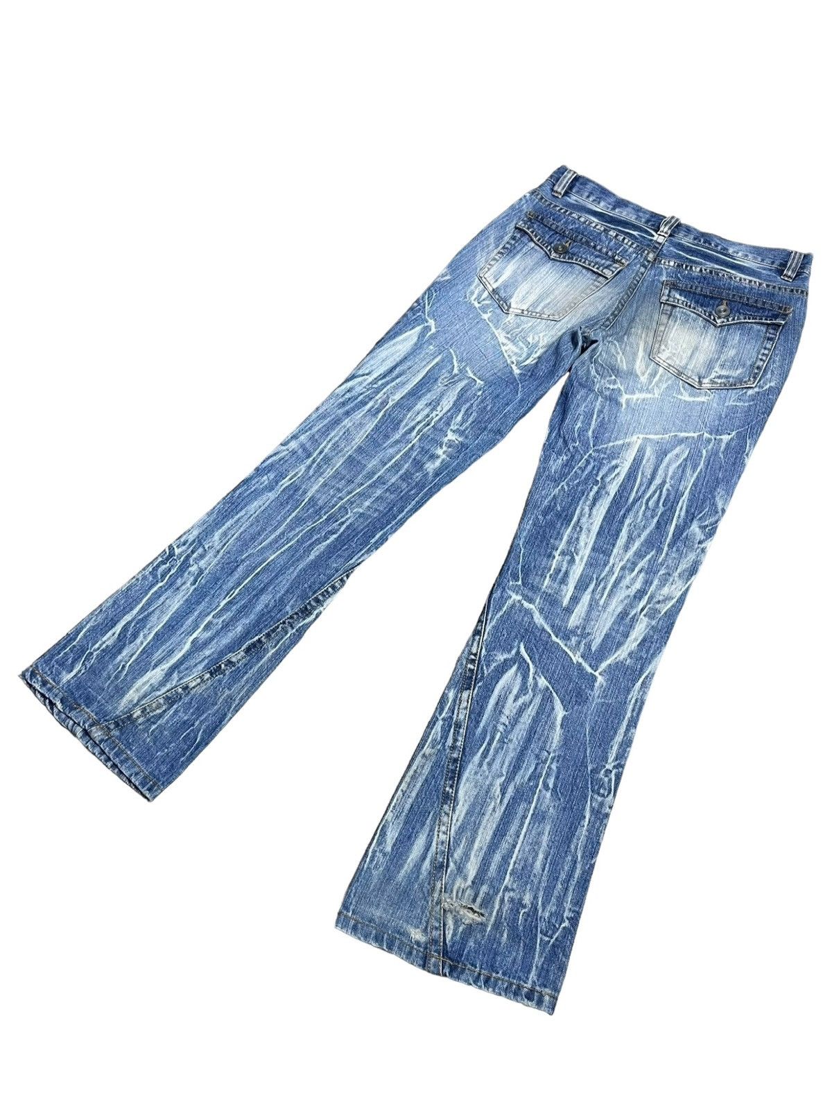 If Six Was Nine × Signal Sport SICK🔥PUNK Thunder Lightning Whiskered Acid Wash Flare Jeans Size US 31 - 6 Thumbnail