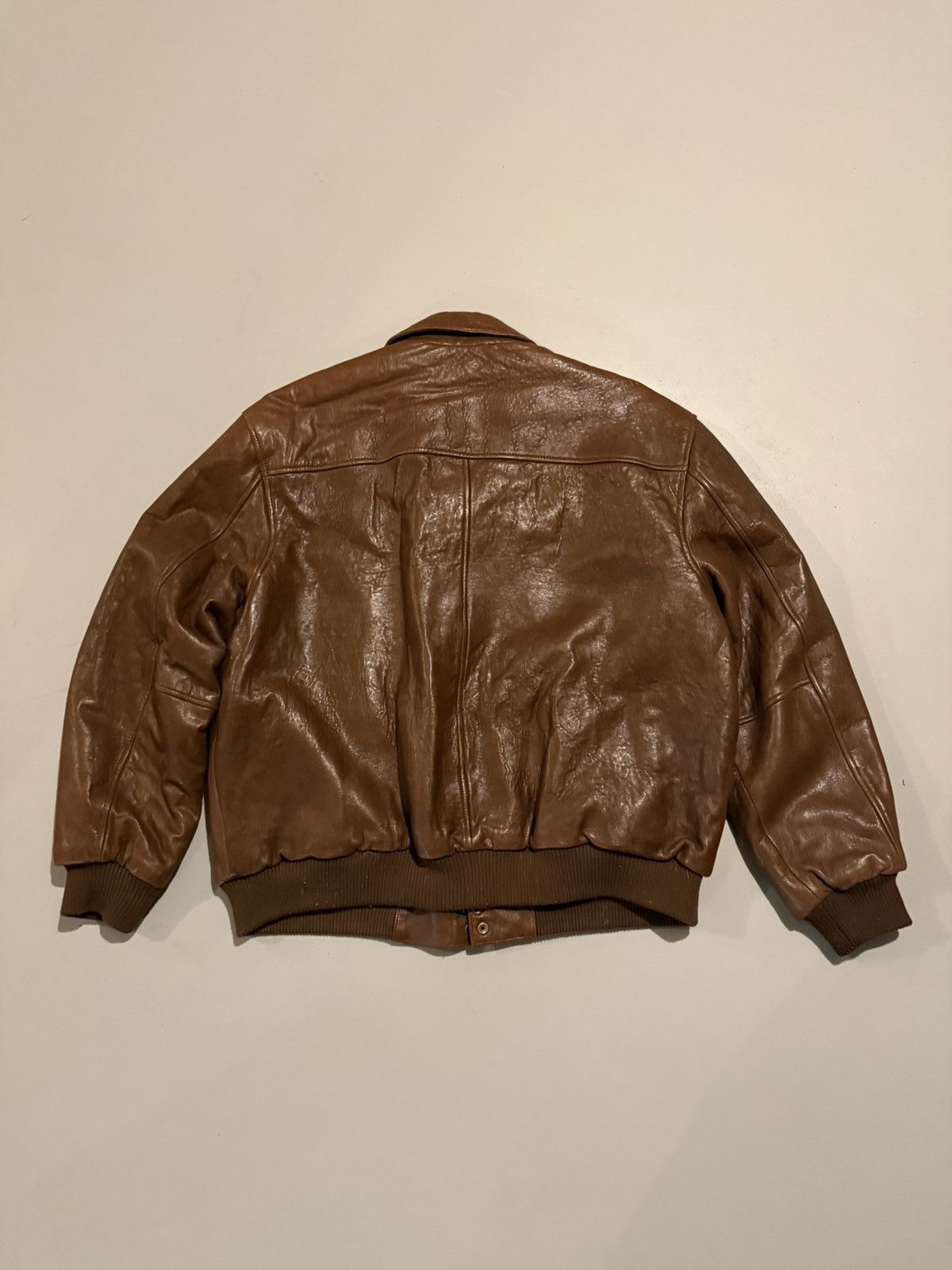 Orvis Vintage 90s Orvis Genuine Leather A-2 Bomber Style Jacket XL Size US XL / EU 56 / 4 - 4 Thumbnail