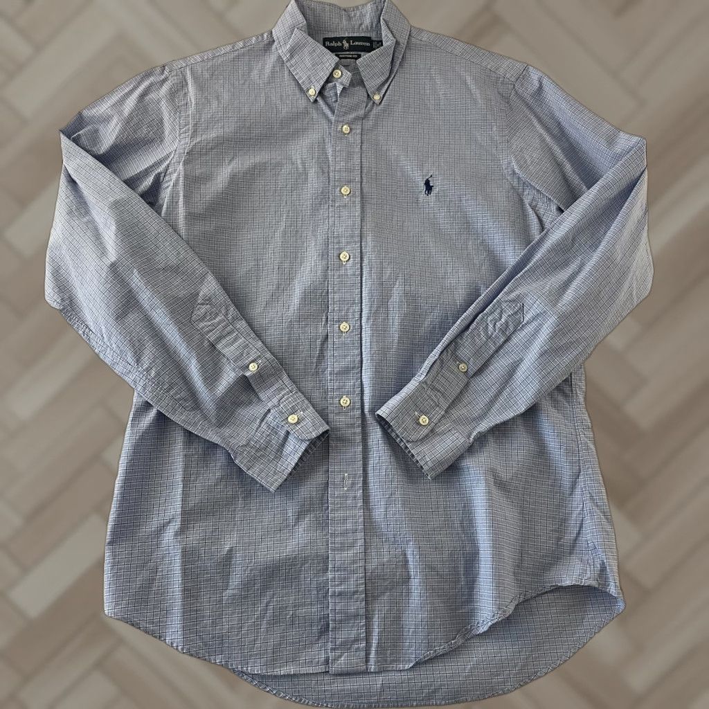 Polo Ralph Lauren Polo Ralph Lauren Dress Shirt Plaid Long Sleeve Button 16 34/35 Blue Men Size US L / EU 52-54 / 3 - 1 Thumbnail