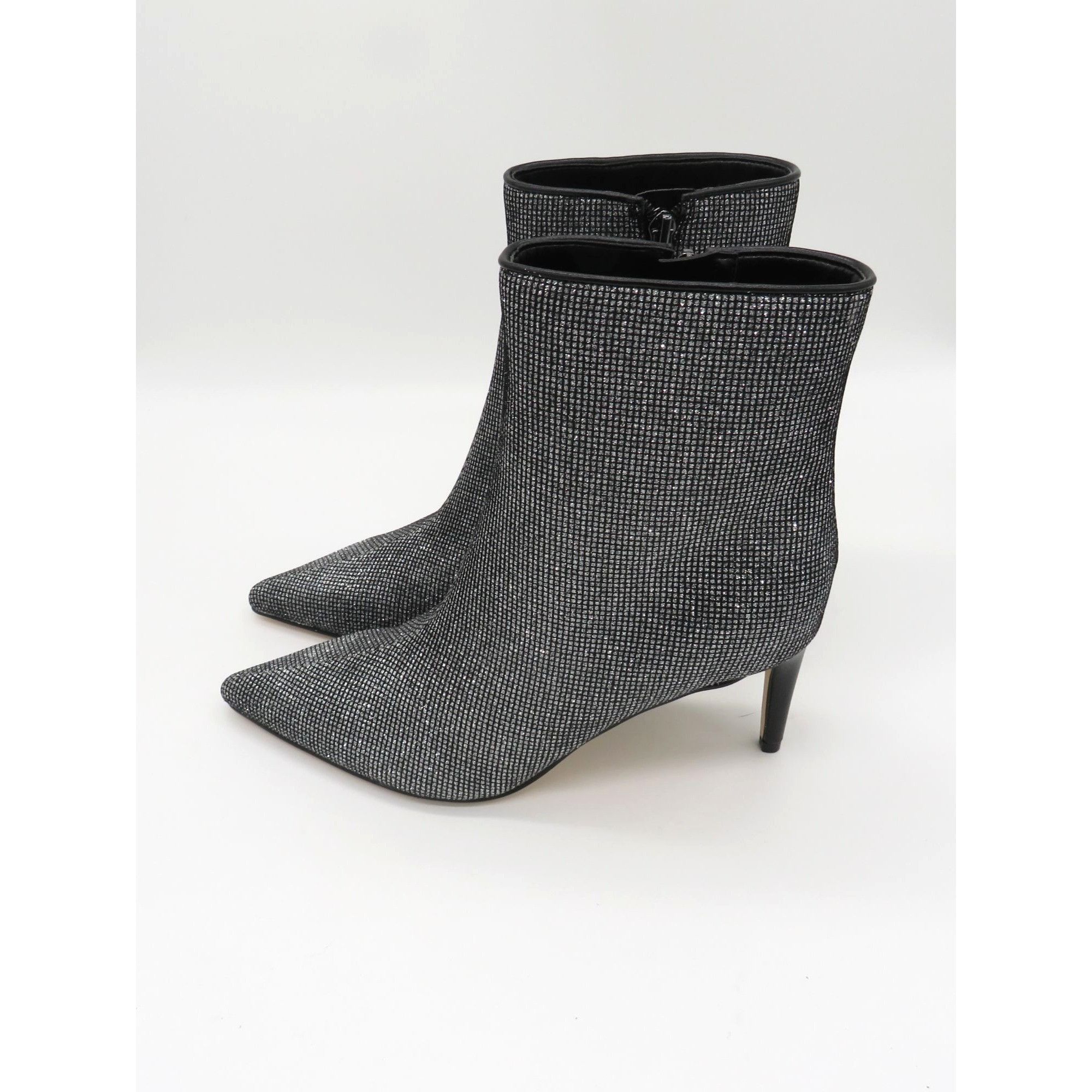 Nine West Nine West Women's Black Glitter Ankle Boots Side Zipper Stil Size US 8 / IT 38 - 4 Thumbnail