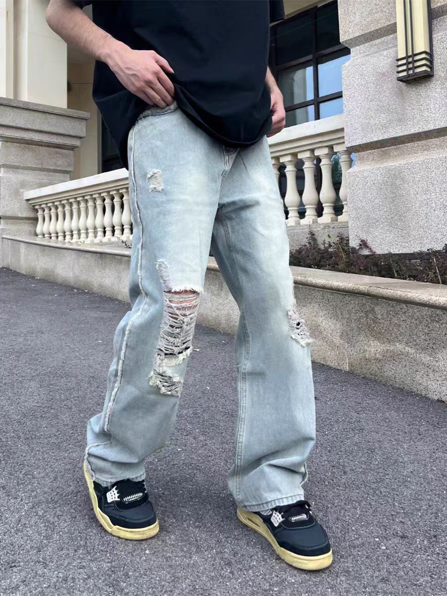 Japanese Brand × Vintage Hip Hop Vintage Washed Micro Flare Ripped Jeans Size 34 Size US 34 / EU 50 - 1 Thumbnail