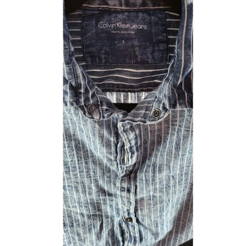 Calvin Klein Calvin Klein Jeans Men Blue Striped Button Down Shirt Size S Size US S / EU 44-46 / 1 - 4 Thumbnail