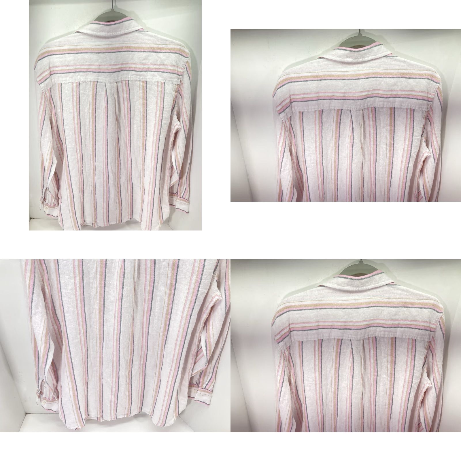 Gap Gap Linen Shirt Women Sz Medium Pink Stripe Button Long Sleeve Linen Blend NWT Shirt Overlay Oversized Casual Size M / US 6-8 / IT 42-44 - 8 Thumbnail