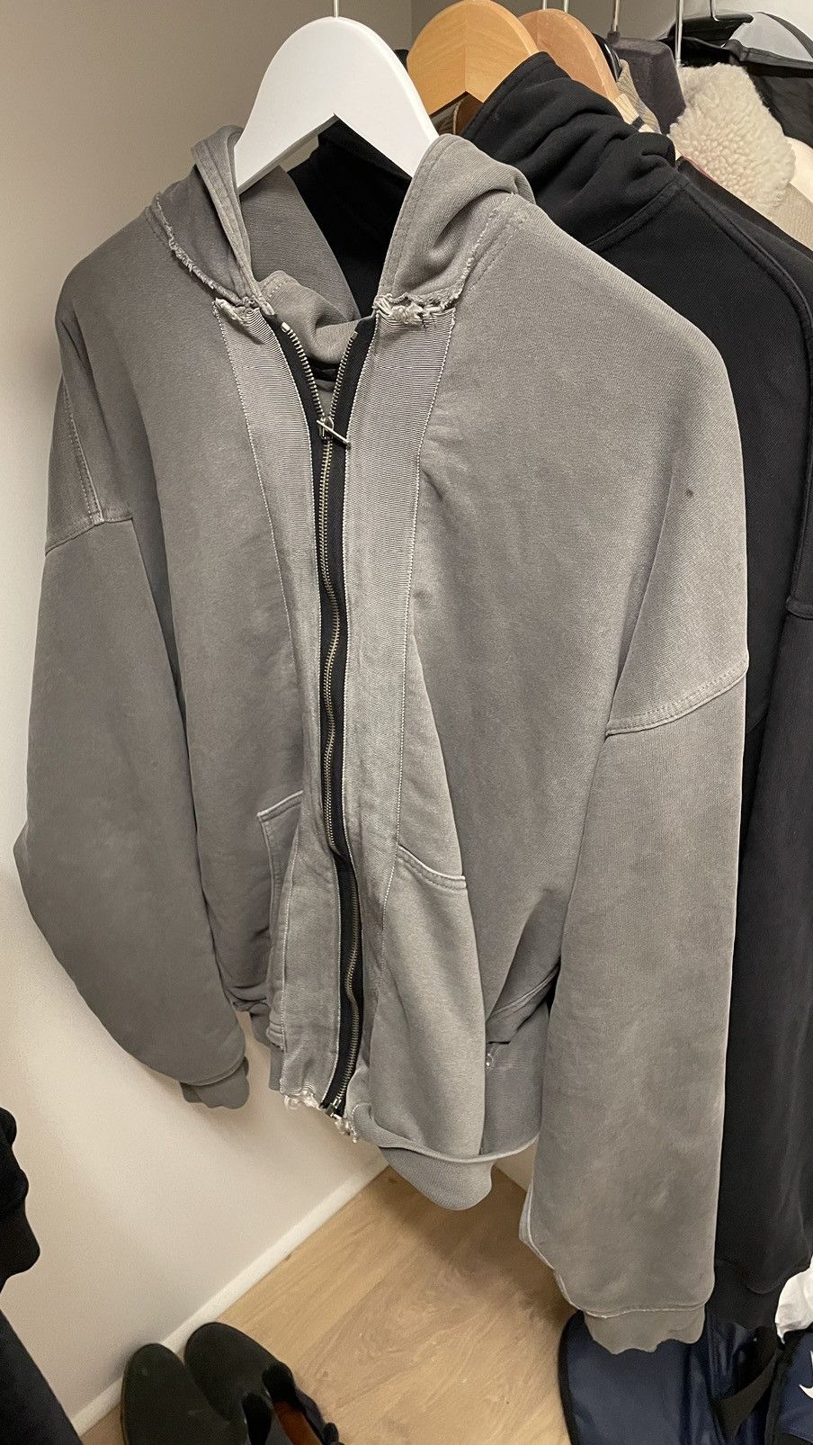 image of Haider Ackermann Og 2014 Dual Layer Hoodie in Grey, Men's (Size XS)